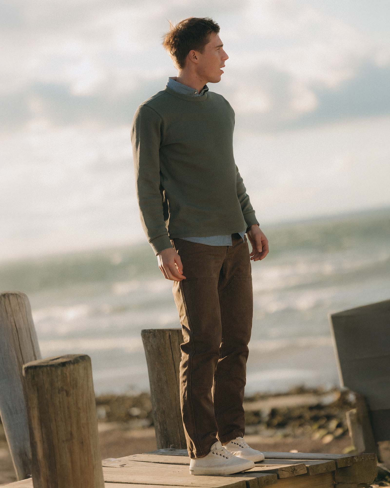 The Organic Cotton Crew in Deep Sea Waffle - Image 3