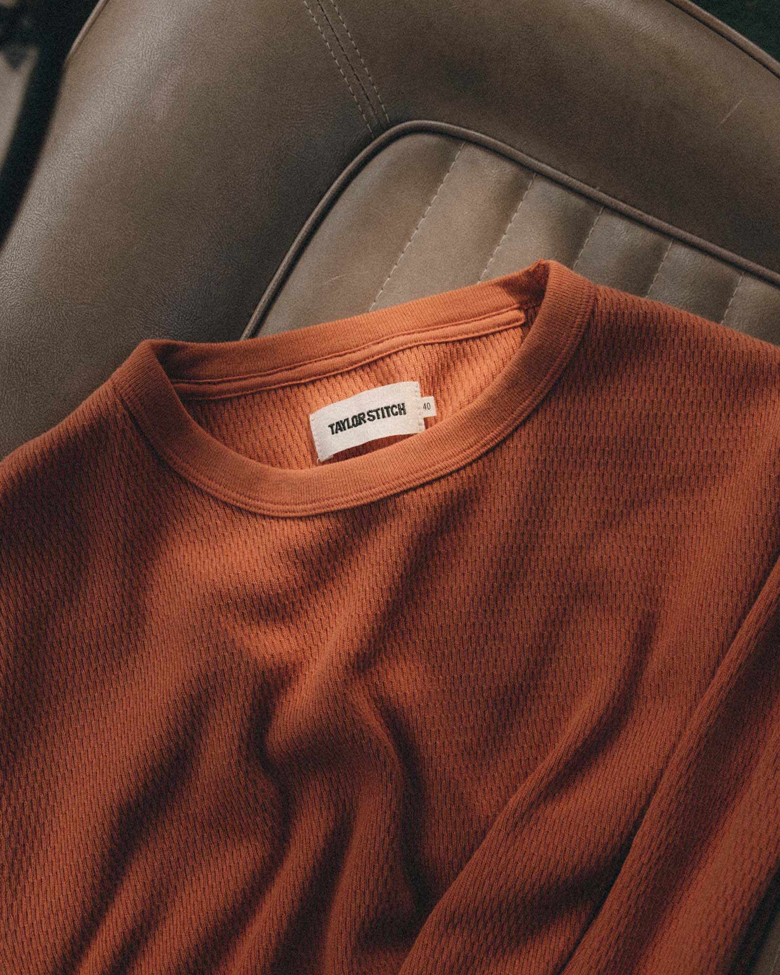 The Organic Cotton Crew in Summit Orange Waffle - Image 2