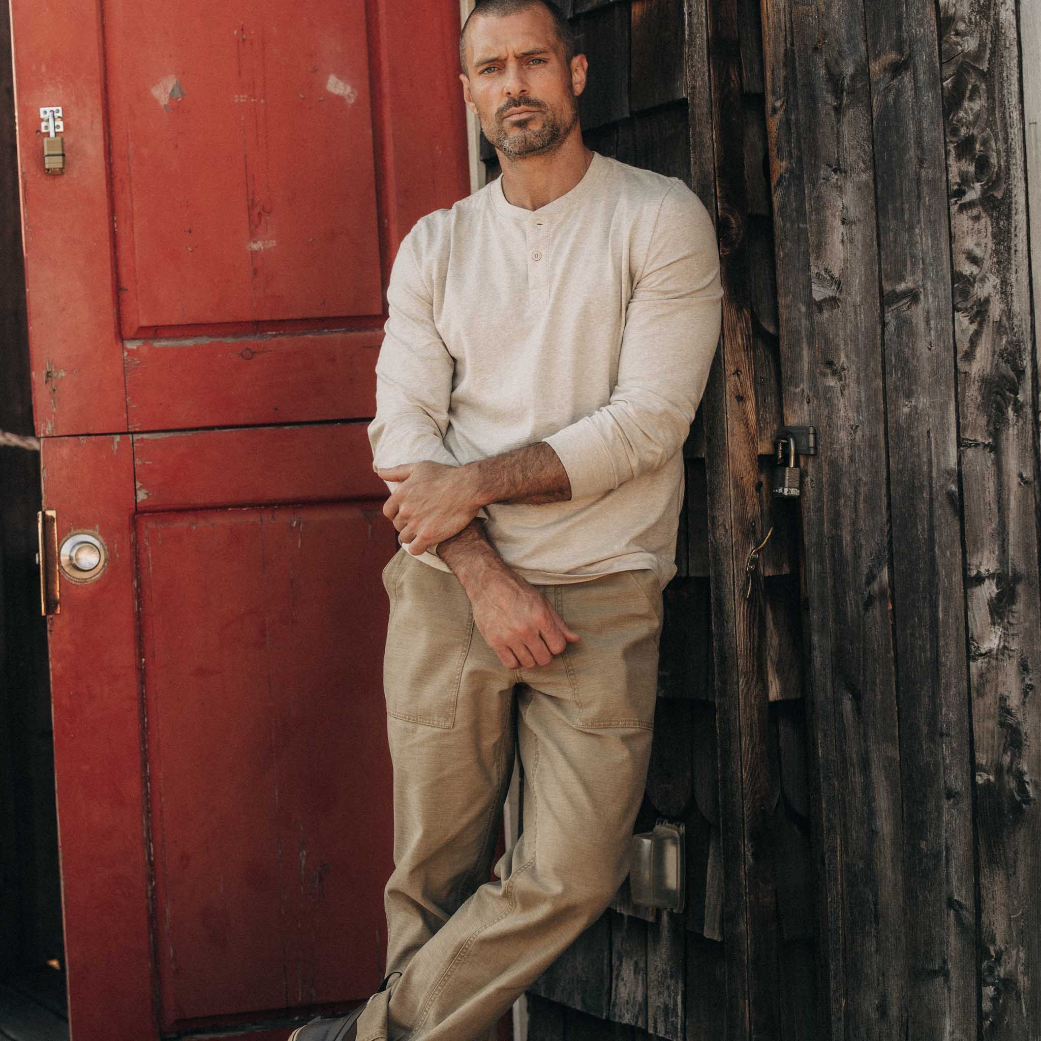 The Organic Cotton Henley in Heather Oat - Image 2