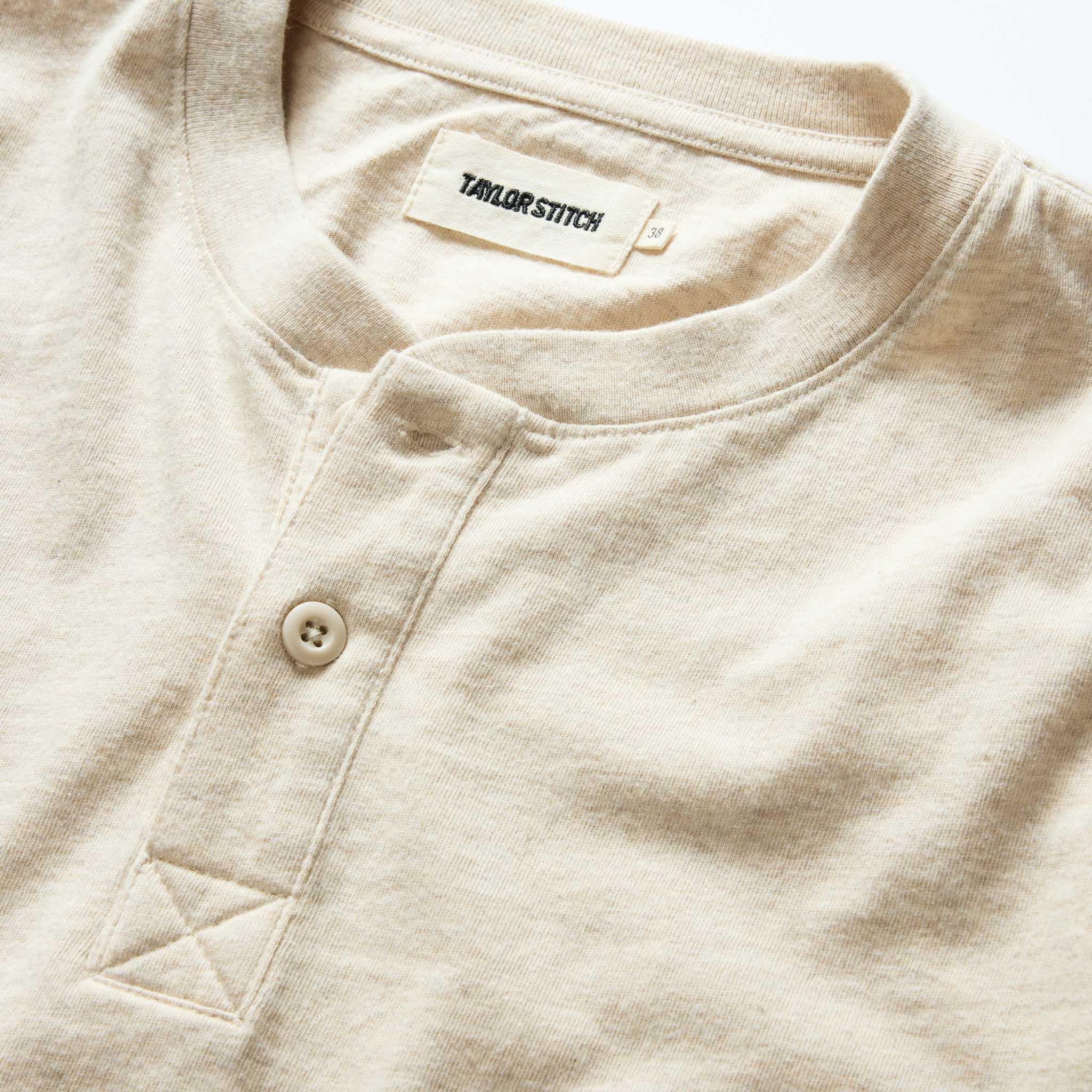 The Organic Cotton Henley in Heather Oat - Image 6