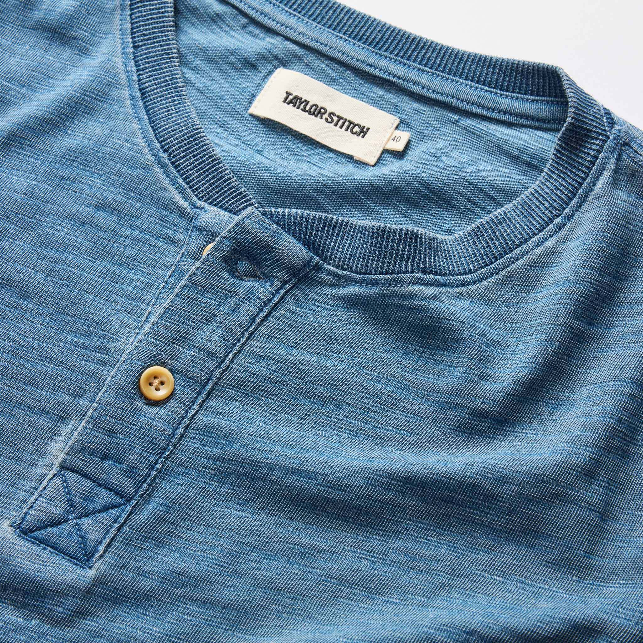 The Organic Cotton Henley in Washed Indigo - Image 4