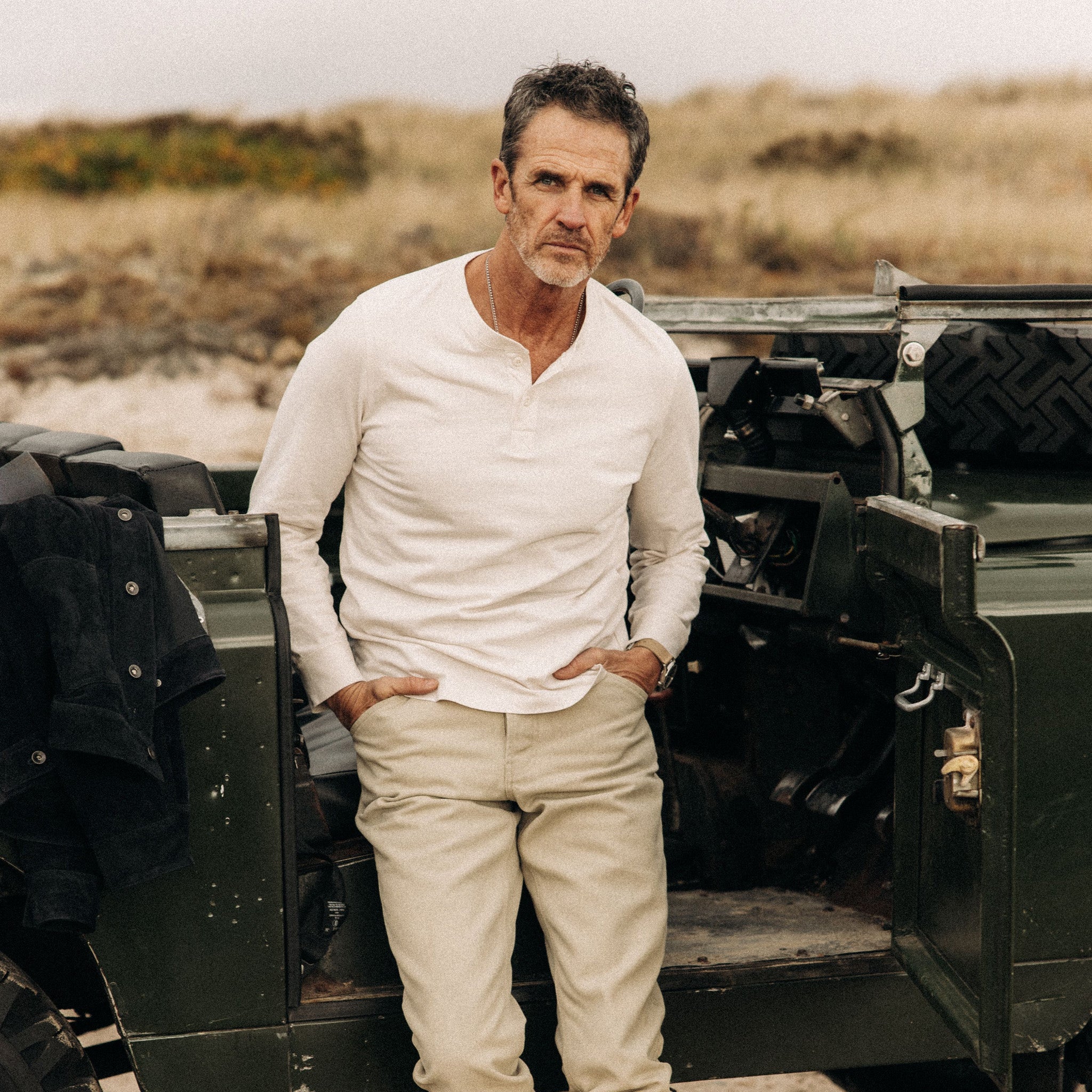 The Organic Cotton Henley in Vintage White - Image 2