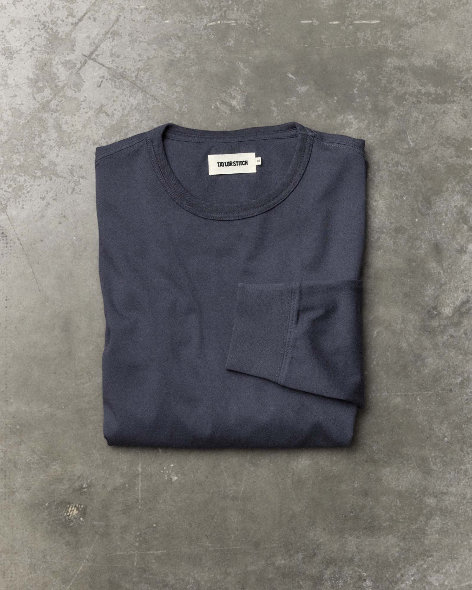 The Organic Cotton Long Sleeve Tee in Navy - Image 2