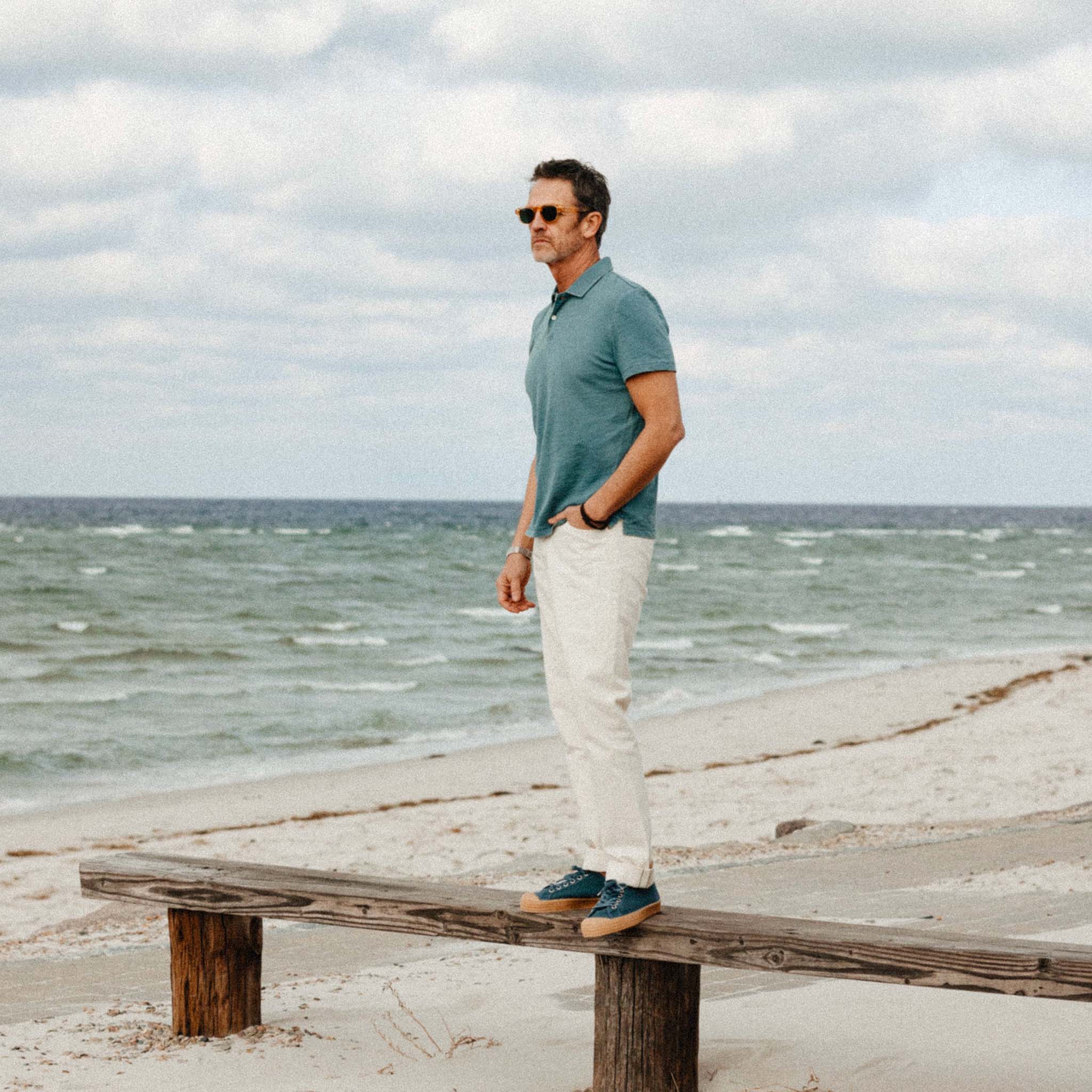 The Organic Cotton Polo in Washed Indigo - Image 4