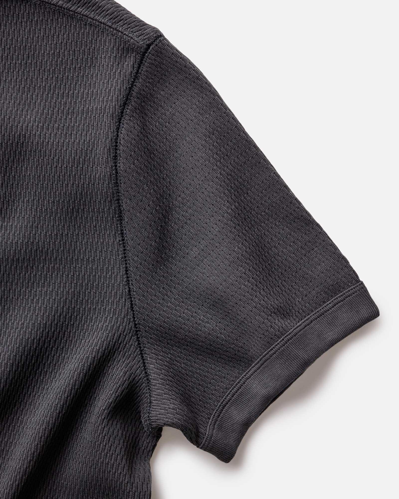 The Organic Cotton Short Sleeve Crew in Faded Black Waffle - Image 5