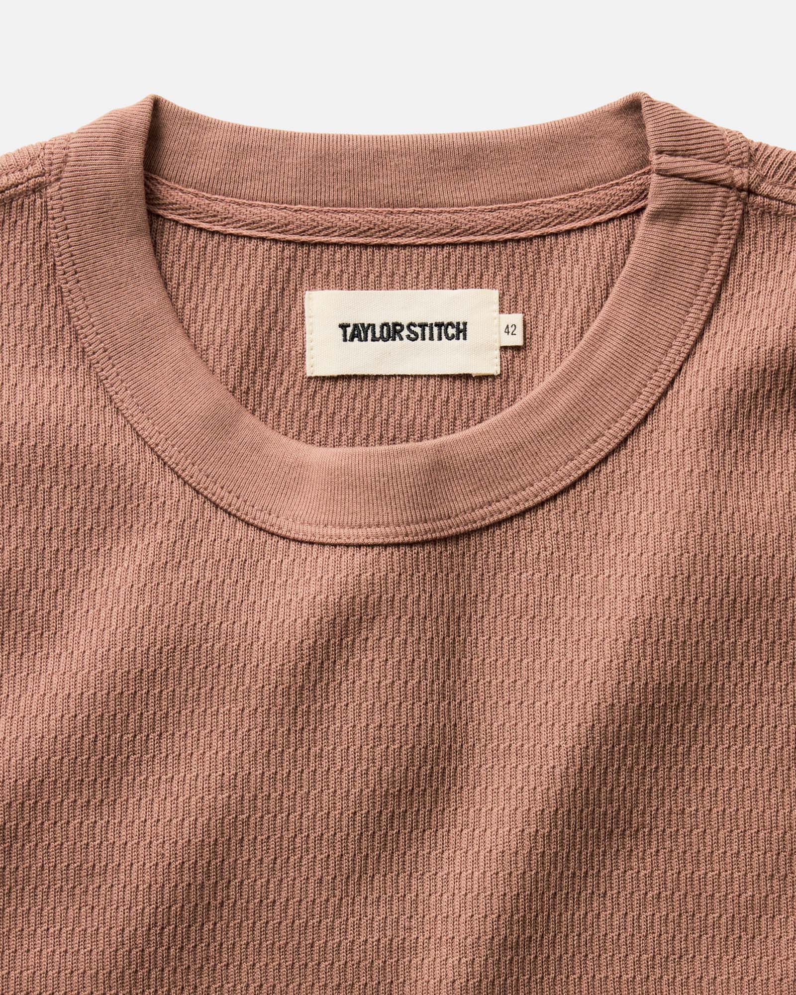 The Organic Cotton Short Sleeve Crew in Faded Brick Waffle - Image 4