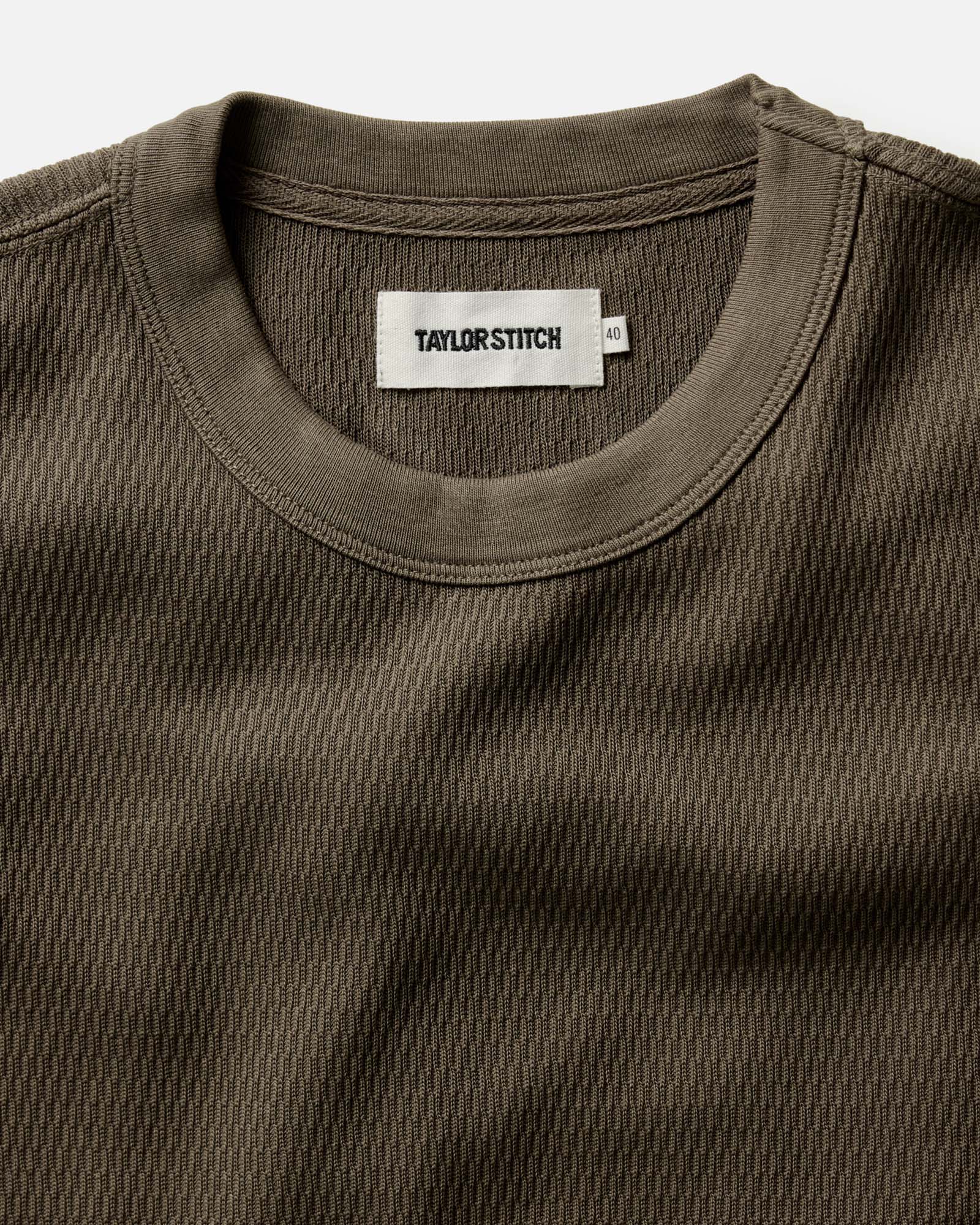 The Organic Cotton Short Sleeve Crew in Fatigue Olive Waffle - Image 4