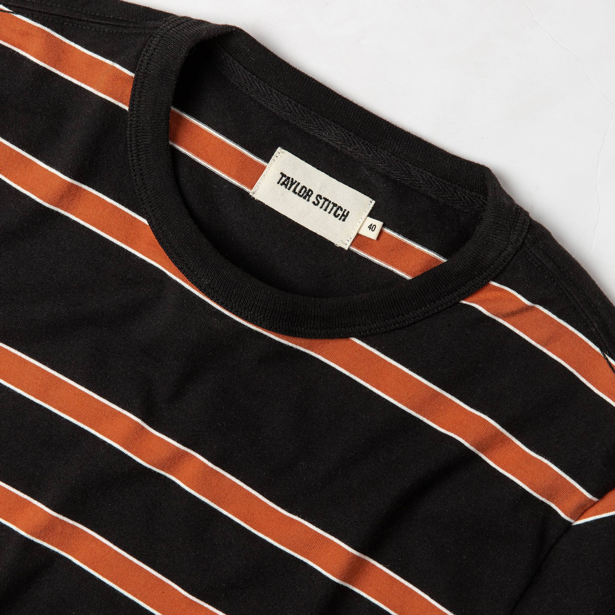 The Organic Cotton Tee in Coal and Rust Stripe - Image 5