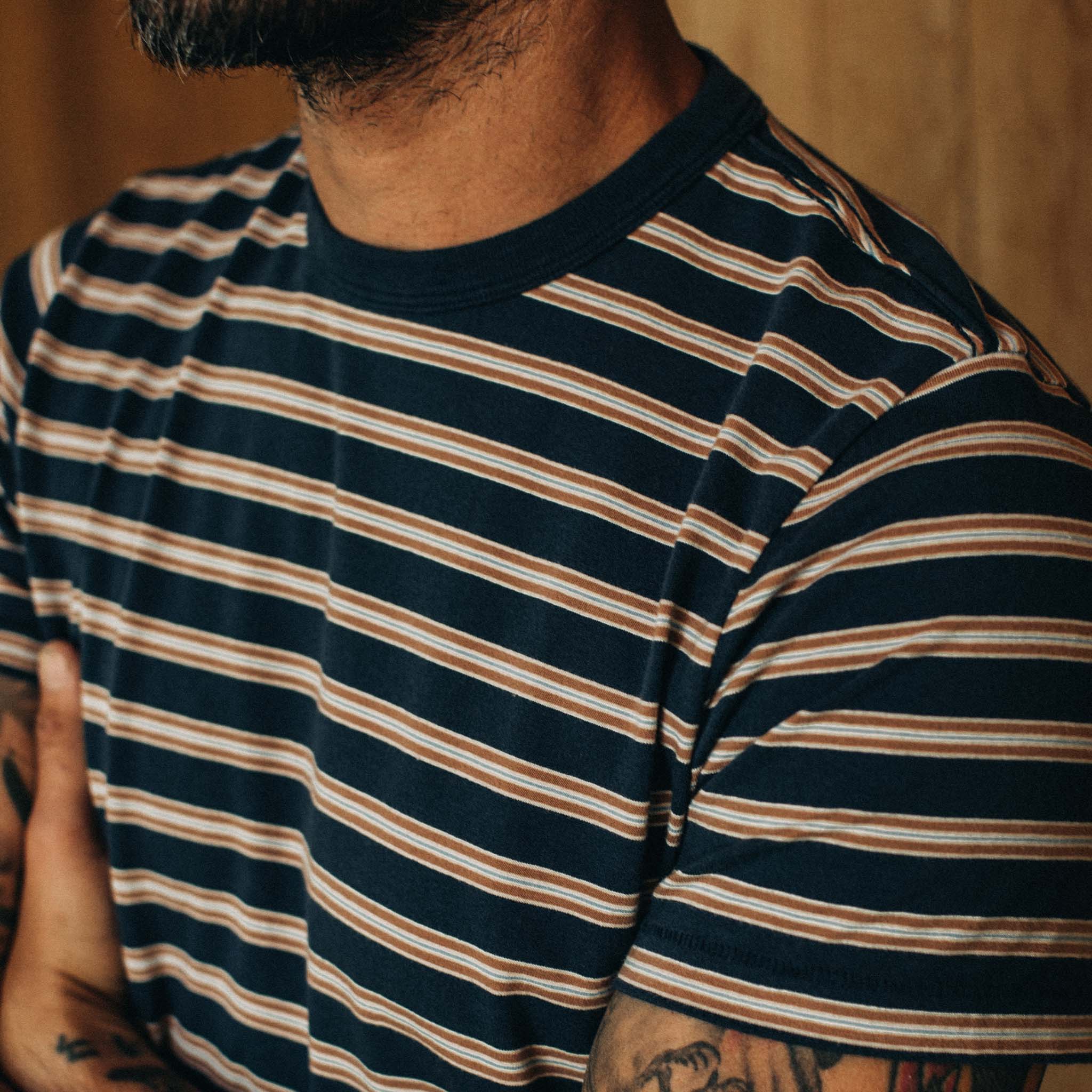 The Organic Cotton Tee in Deep Sea Stripe - Image 3