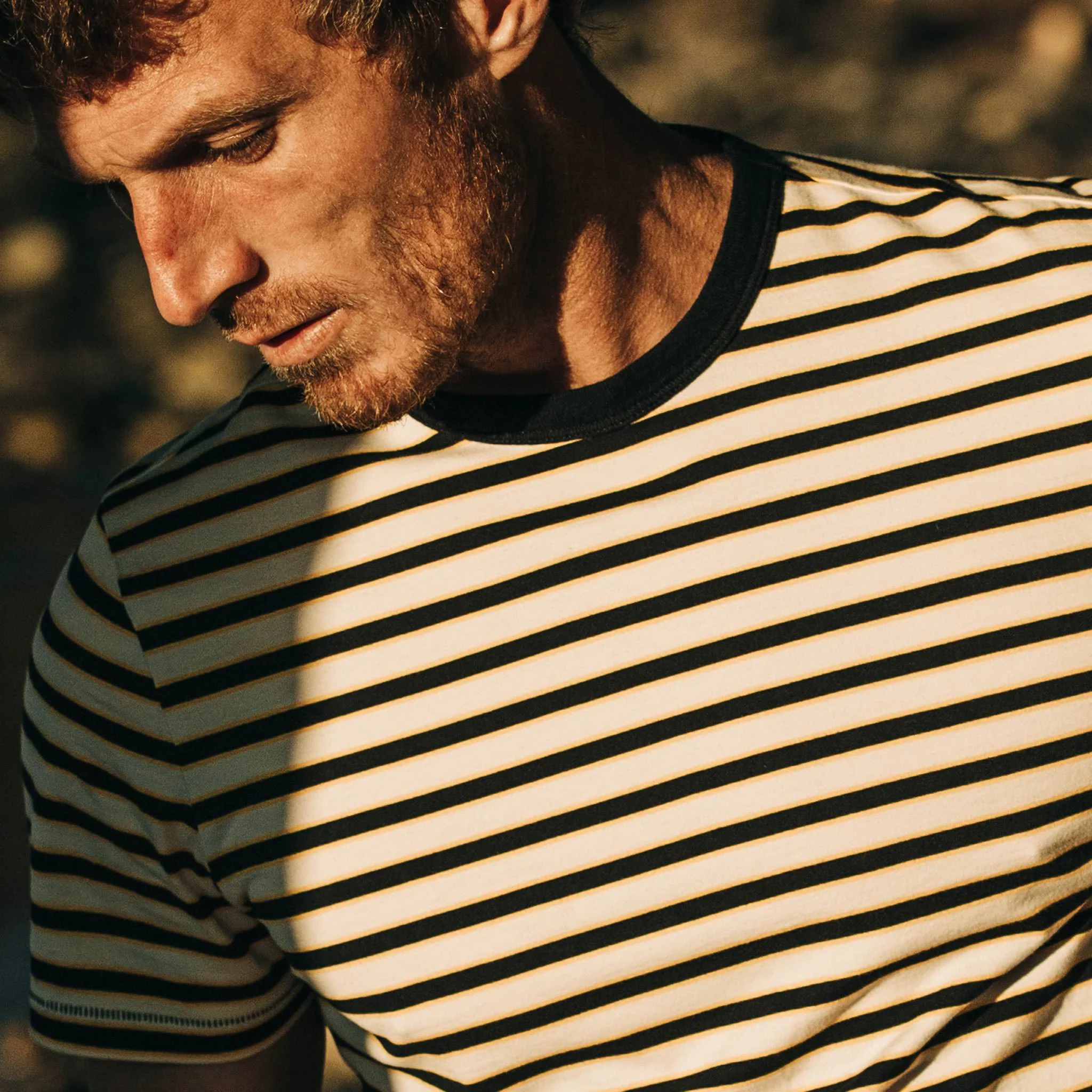 The Organic Cotton Tee in Gold Stripe - Image 4