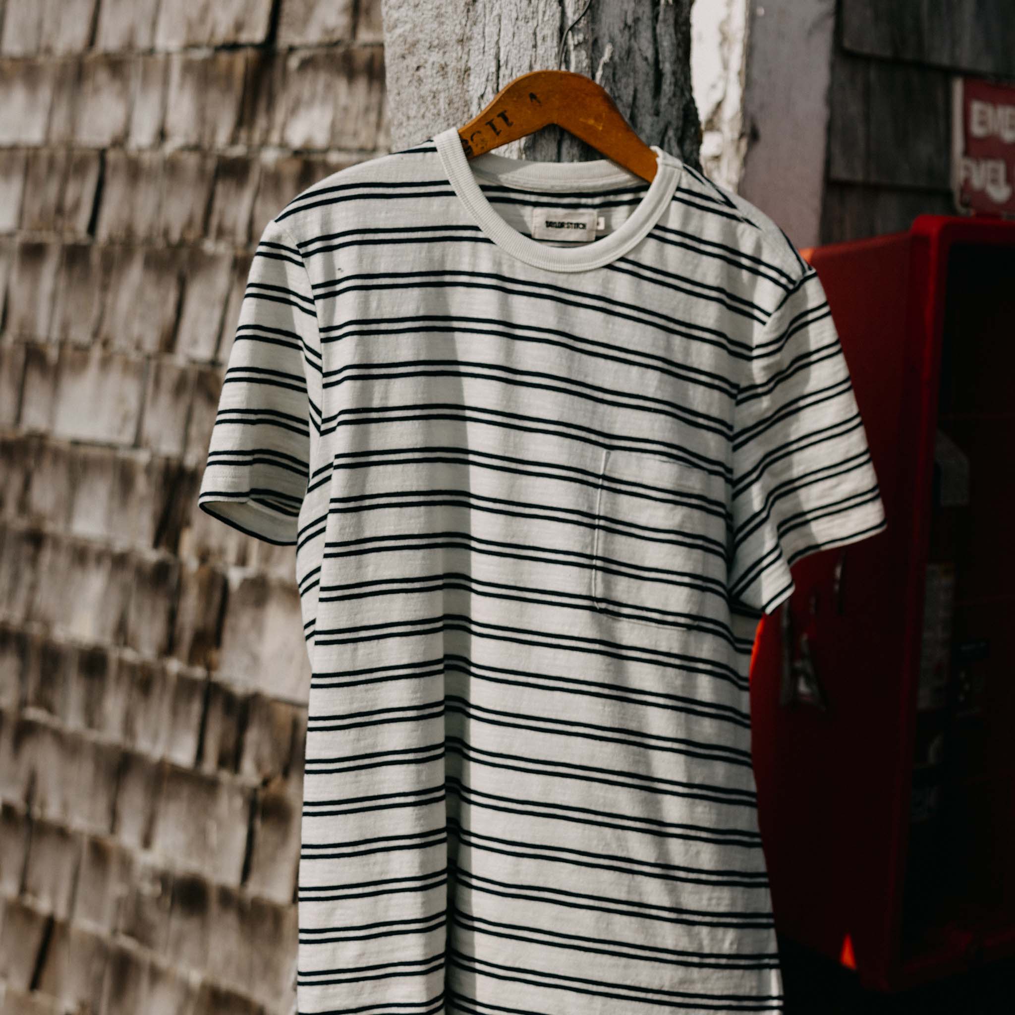 The Organic Cotton Tee in Washed Indigo Stripe - Image 4
