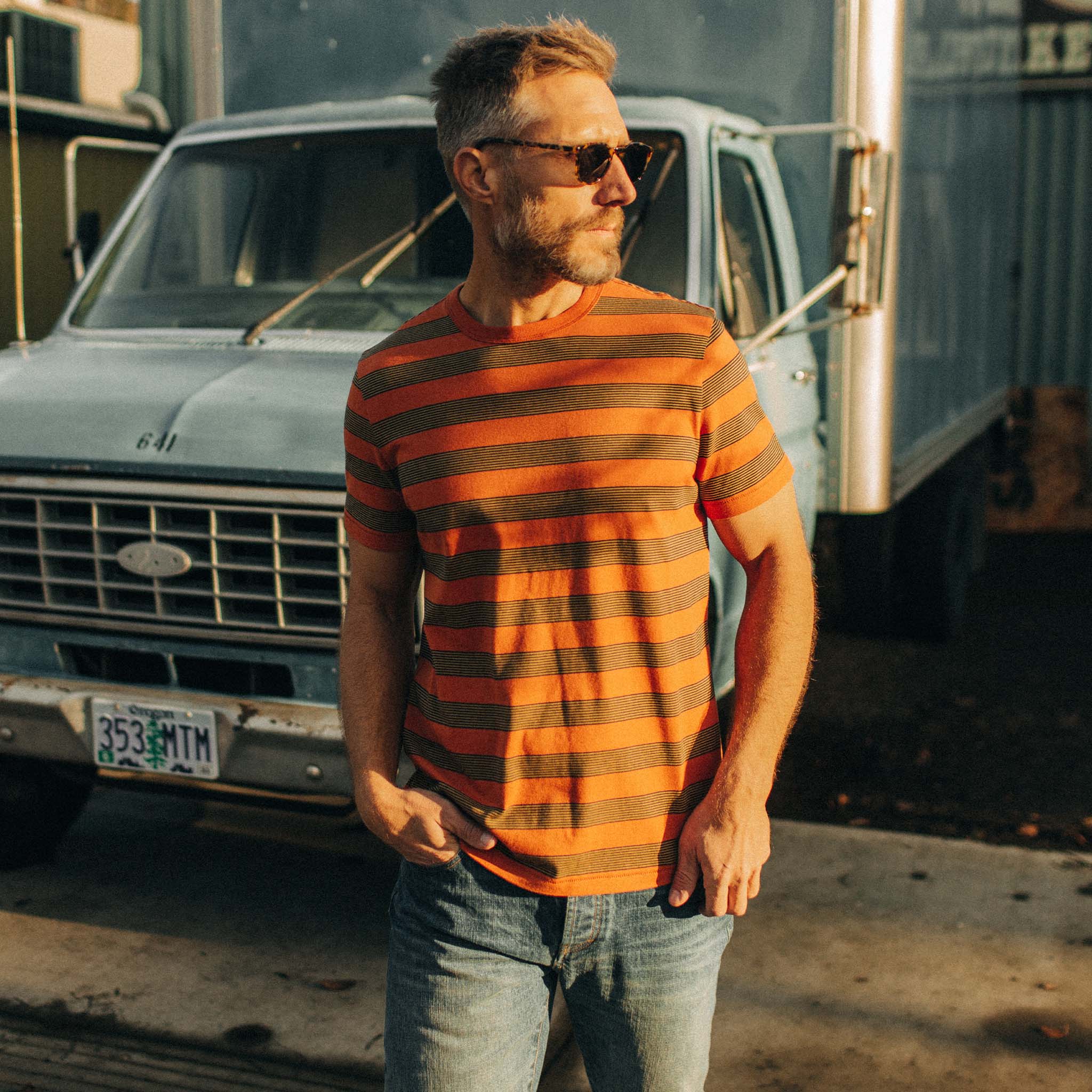 The Organic Cotton Tee in Rust Stripe - Image 2