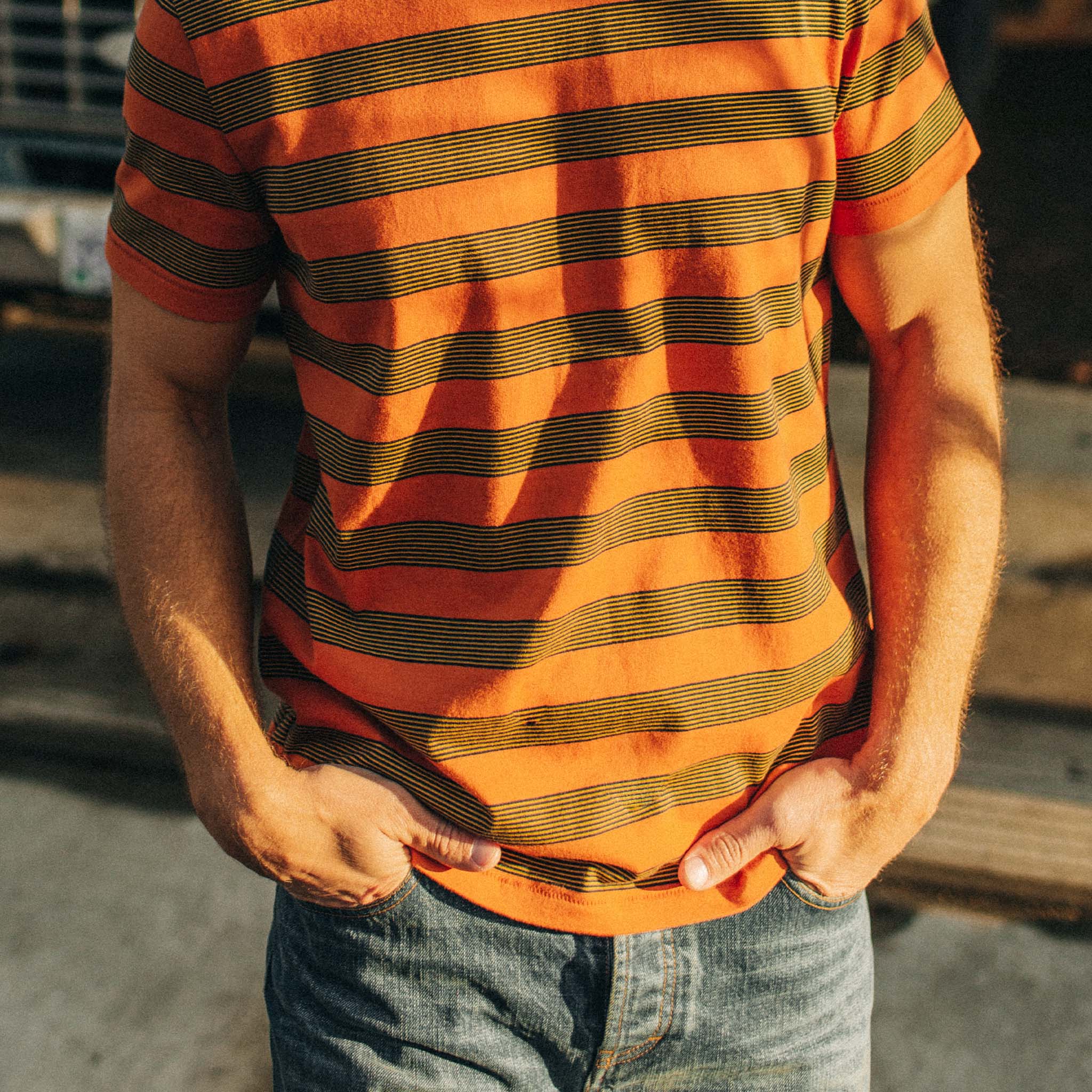 The Organic Cotton Tee in Rust Stripe - Image 4