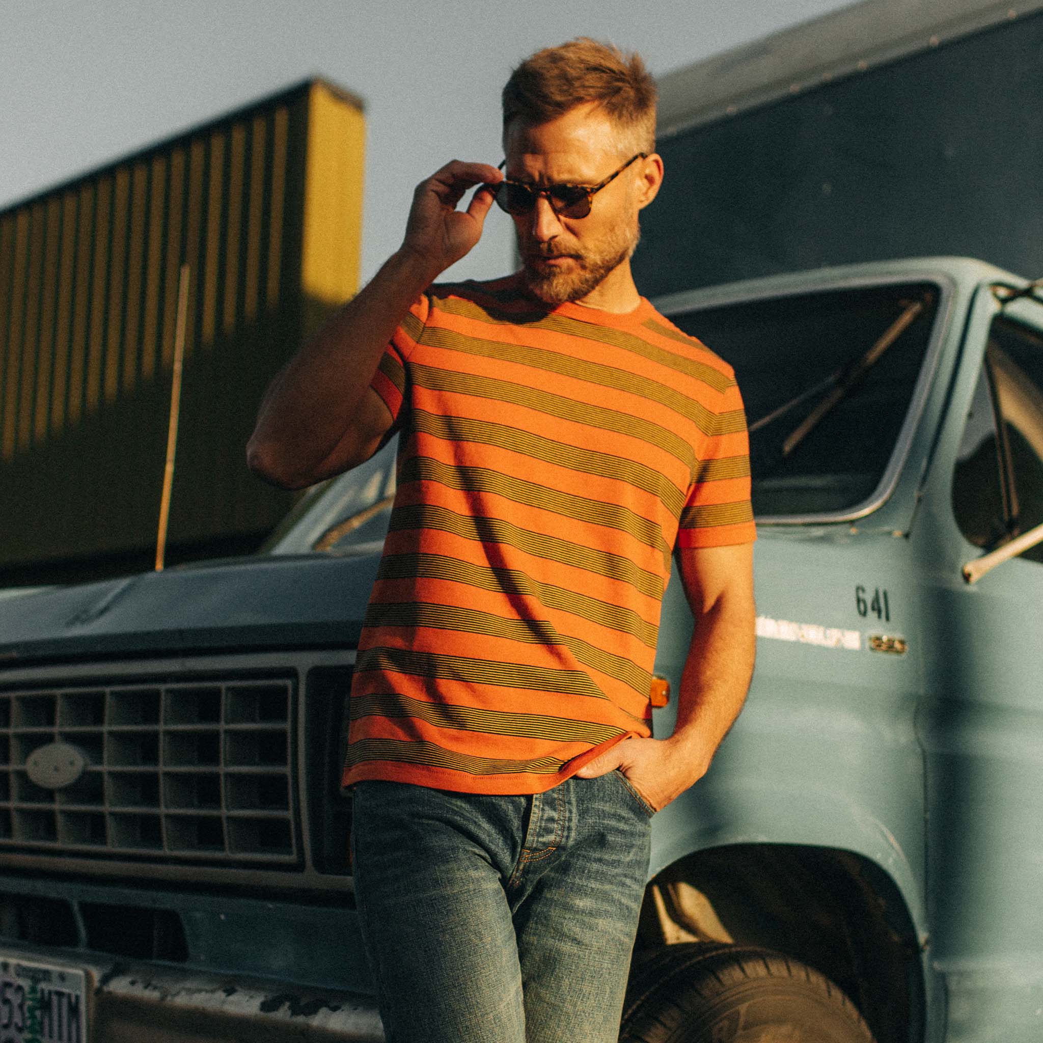 The Organic Cotton Tee in Rust Stripe - Image 5