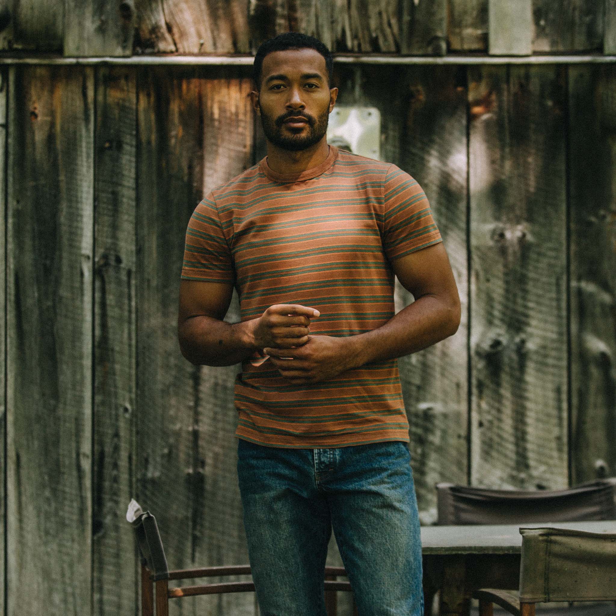 The Organic Cotton Tee in Sahara Stripe - Image 2