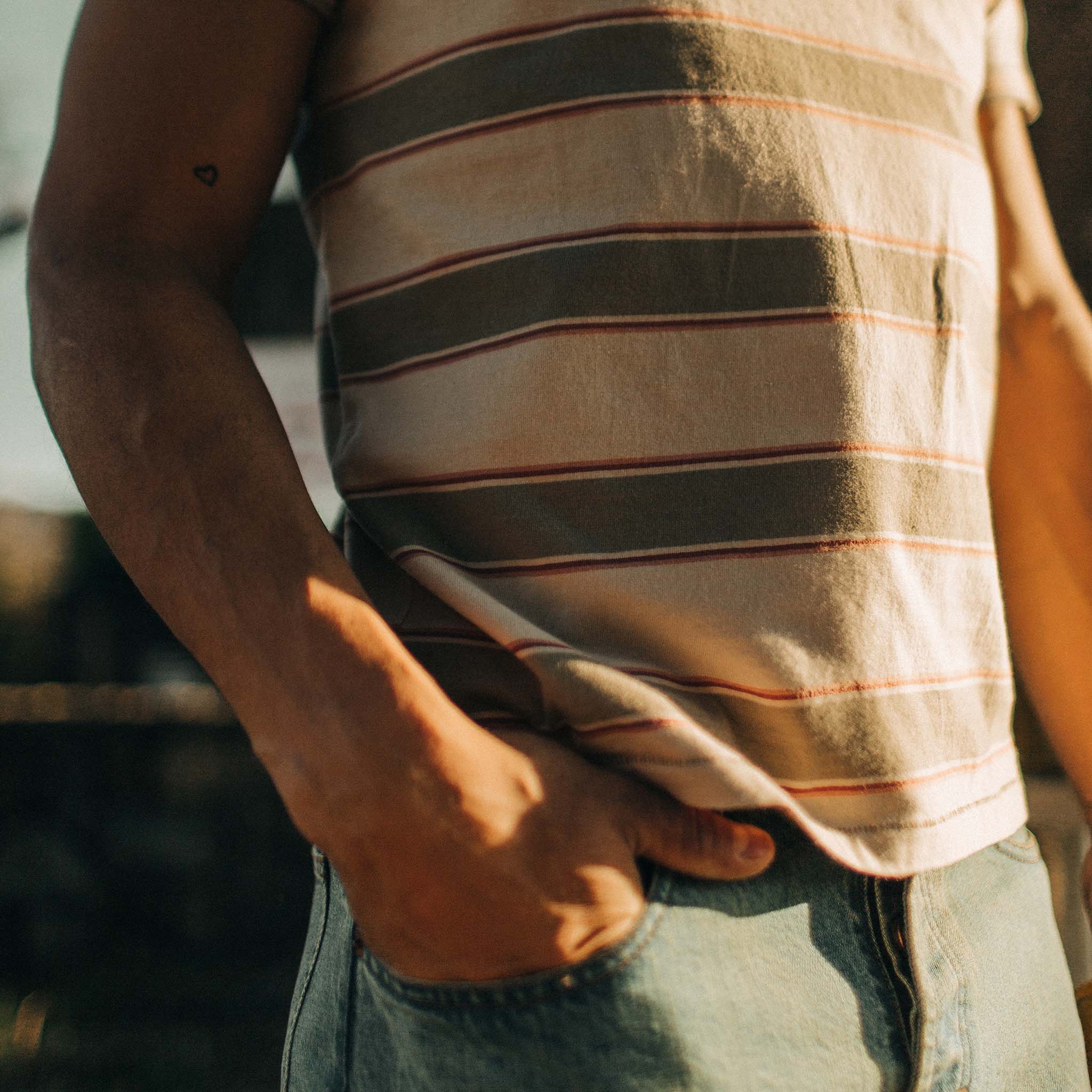 The Organic Cotton Tee in Seagrass Stripe - Image 4