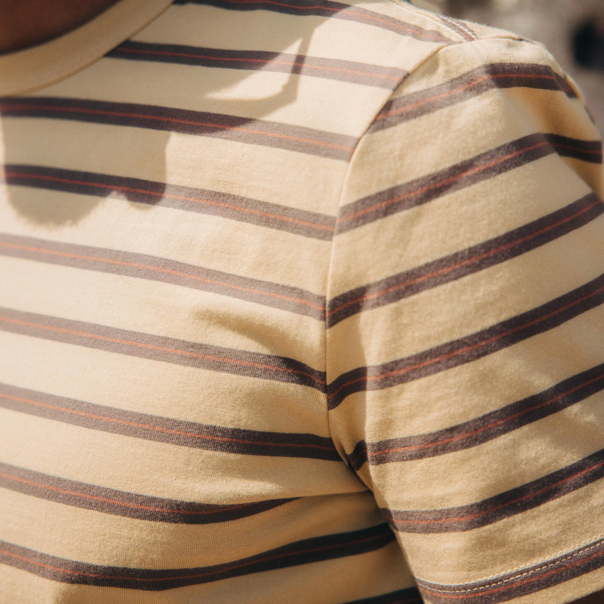 The Organic Cotton Tee in Vintage Gold Stripe - Image 3