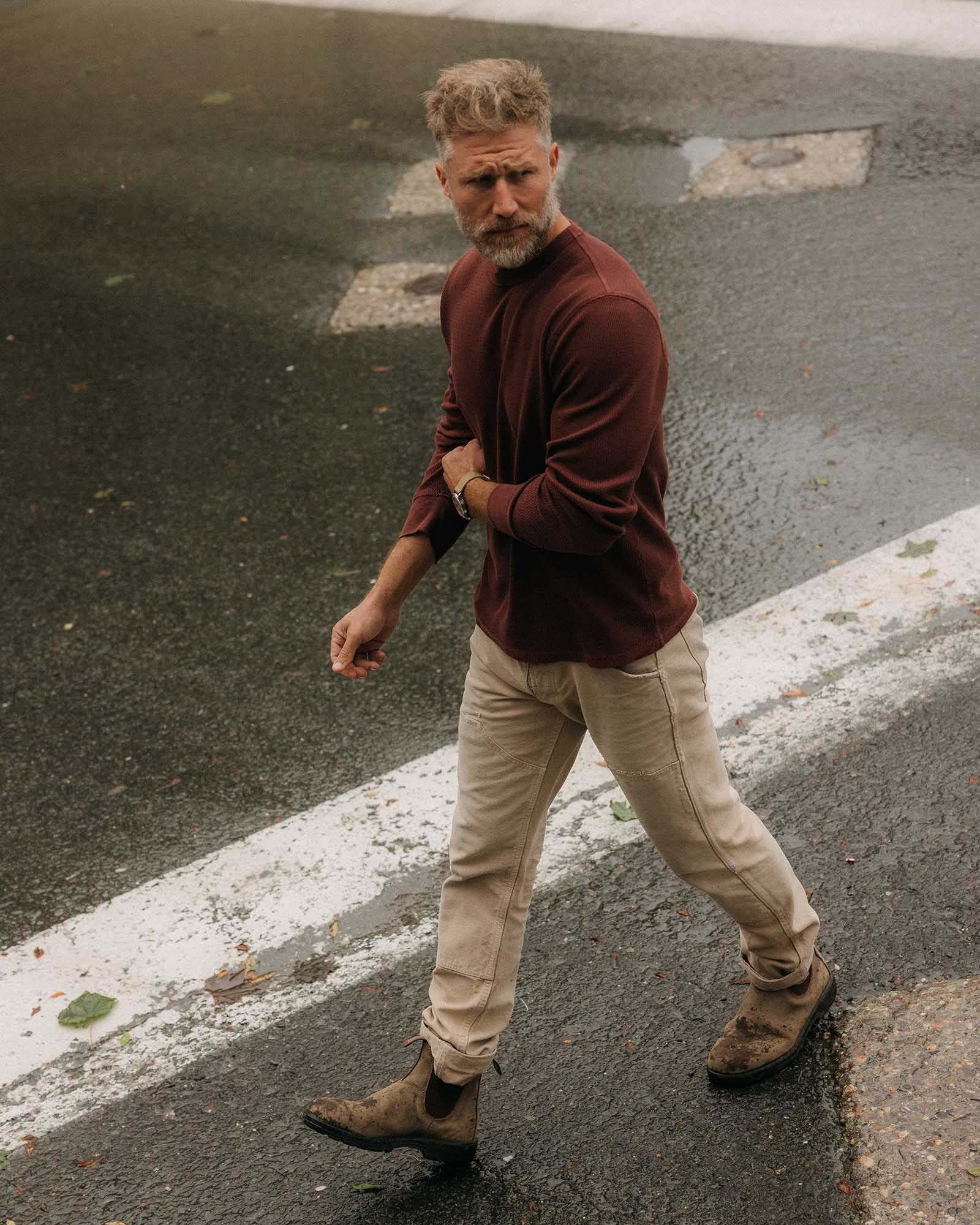 The Organic Cotton Crew in Burgundy Waffle - Image 3