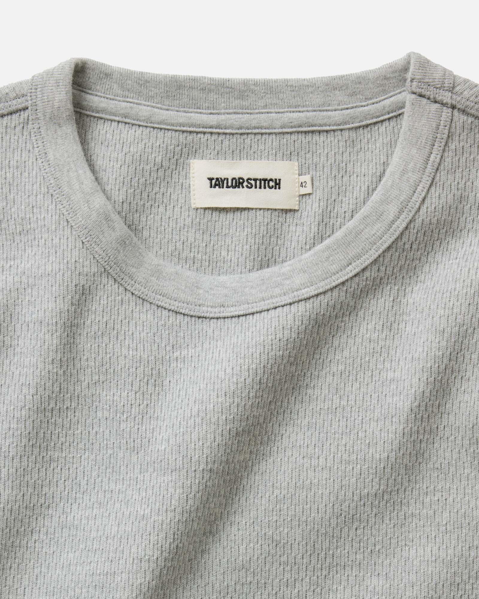 The Organic Cotton Crew in Heather Grey Waffle - Image 5