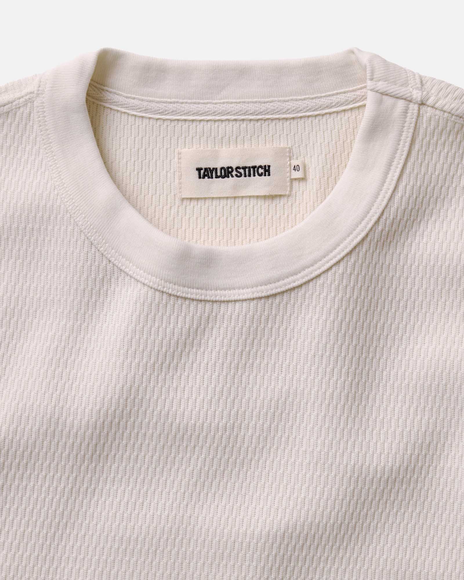 The Organic Cotton Short Sleeve Crew in Vintage White Waffle - Image 3