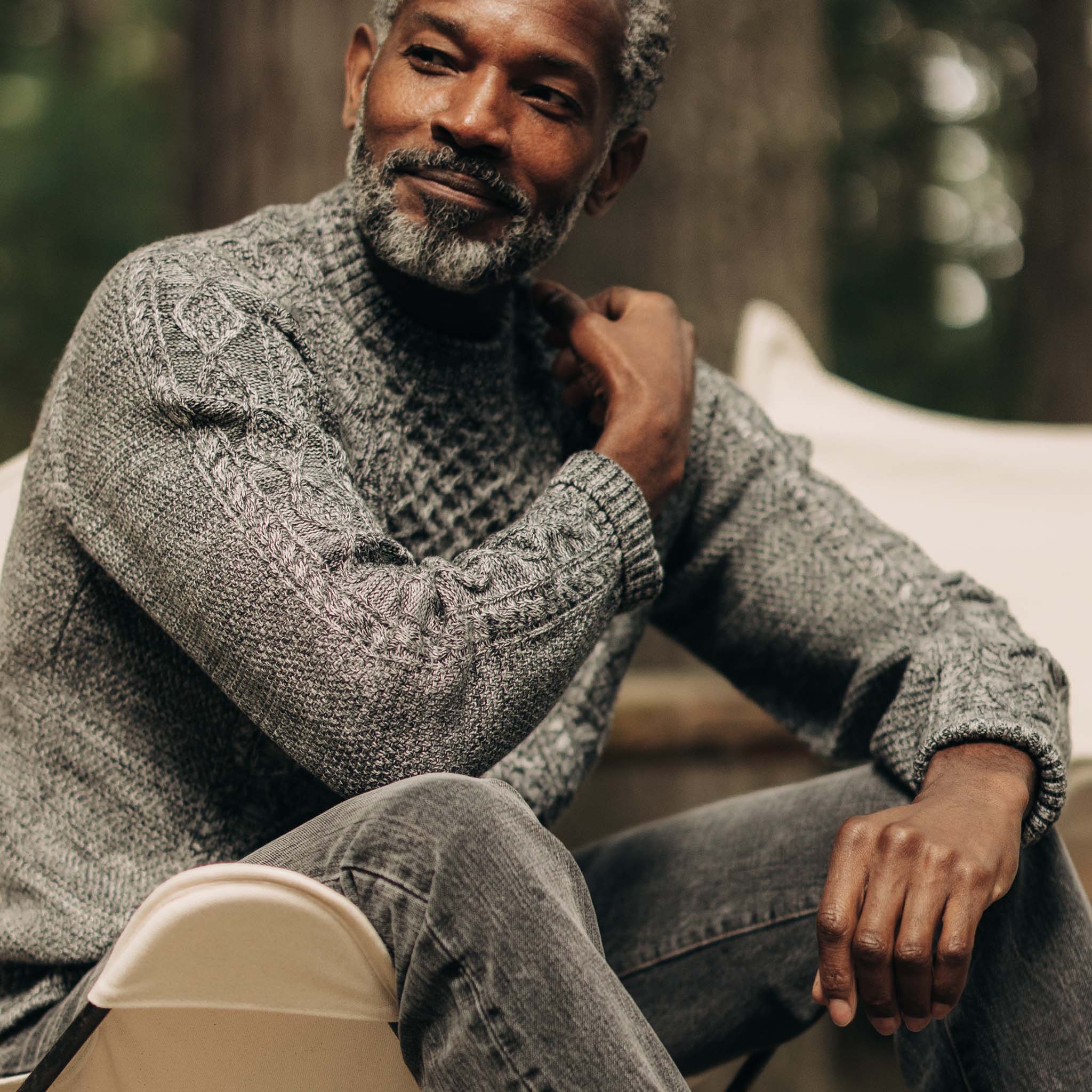 The Orr Sweater in Marled Coal Merino - Image 3