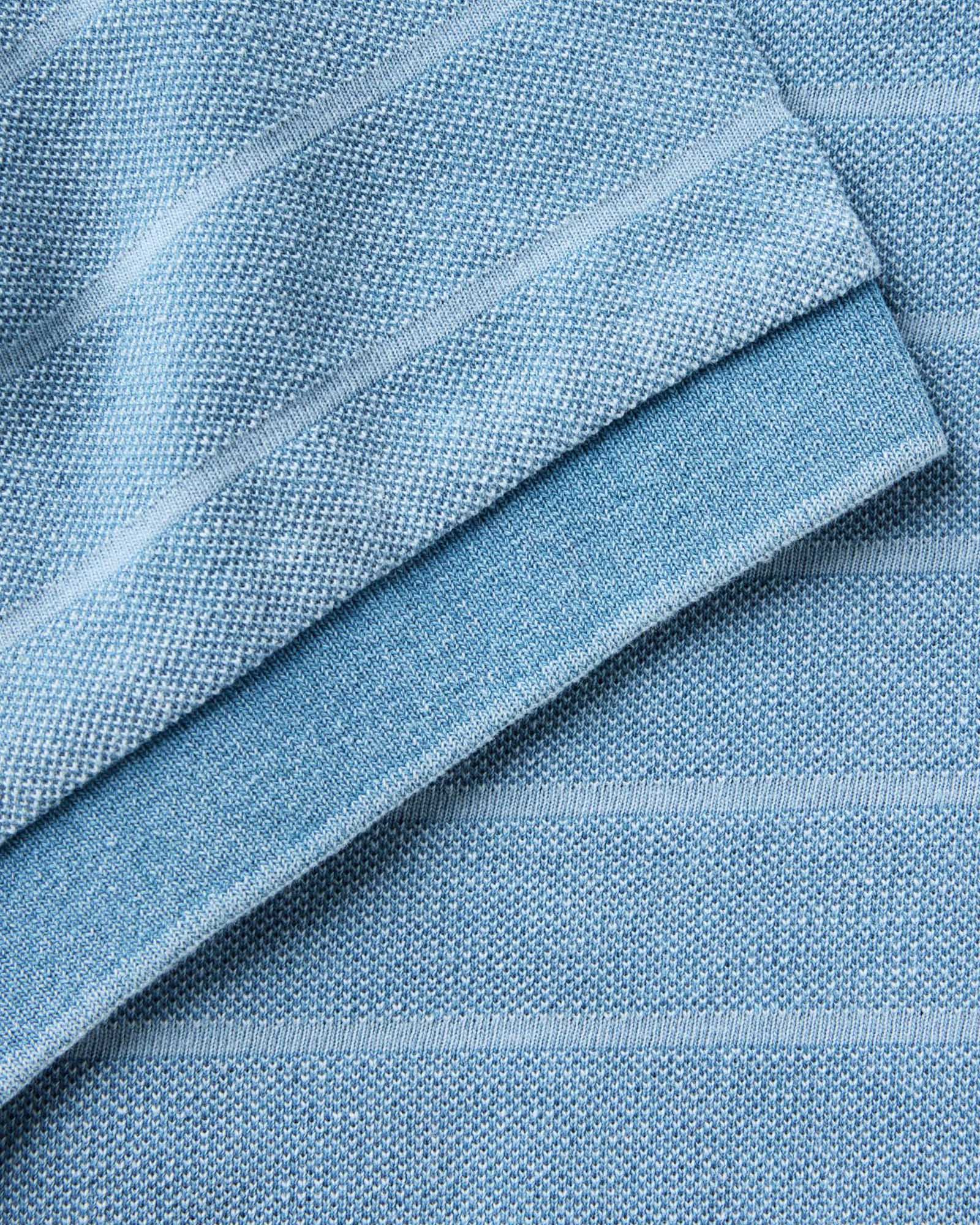 The Pacific Polo in Washed Indigo Pique Stripe - Image 5