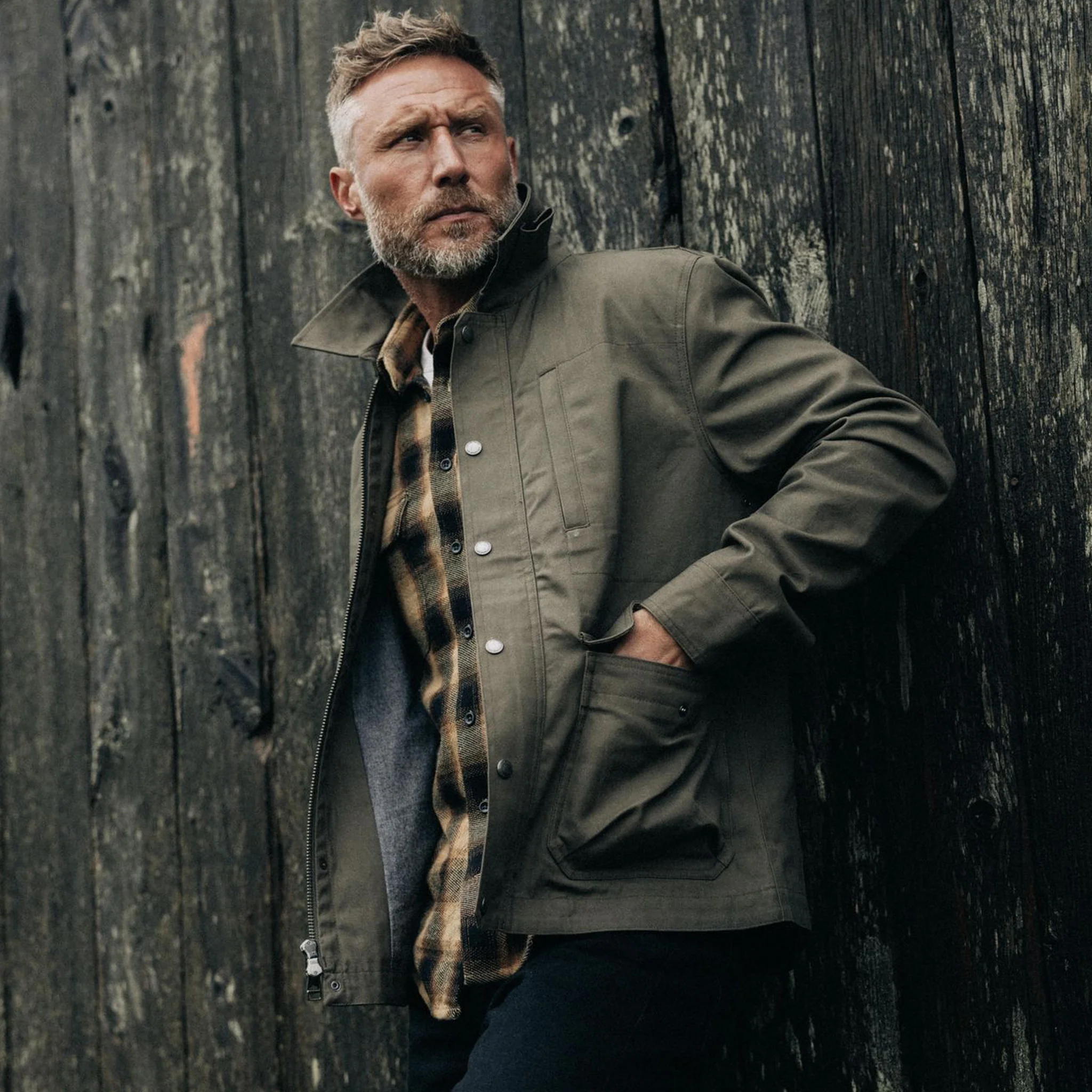 The Pathfinder Jacket in Fatigue Olive Dry Wax - Image 2