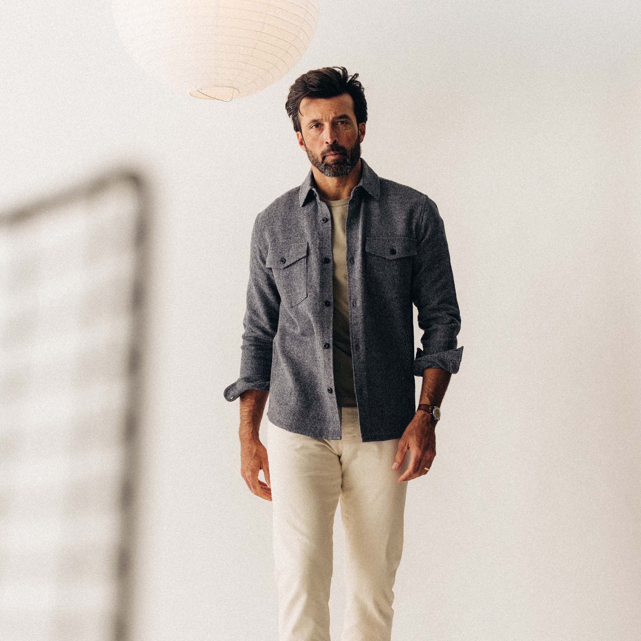 The Point Shirt in Heather Blue Linen Tweed - Image 2