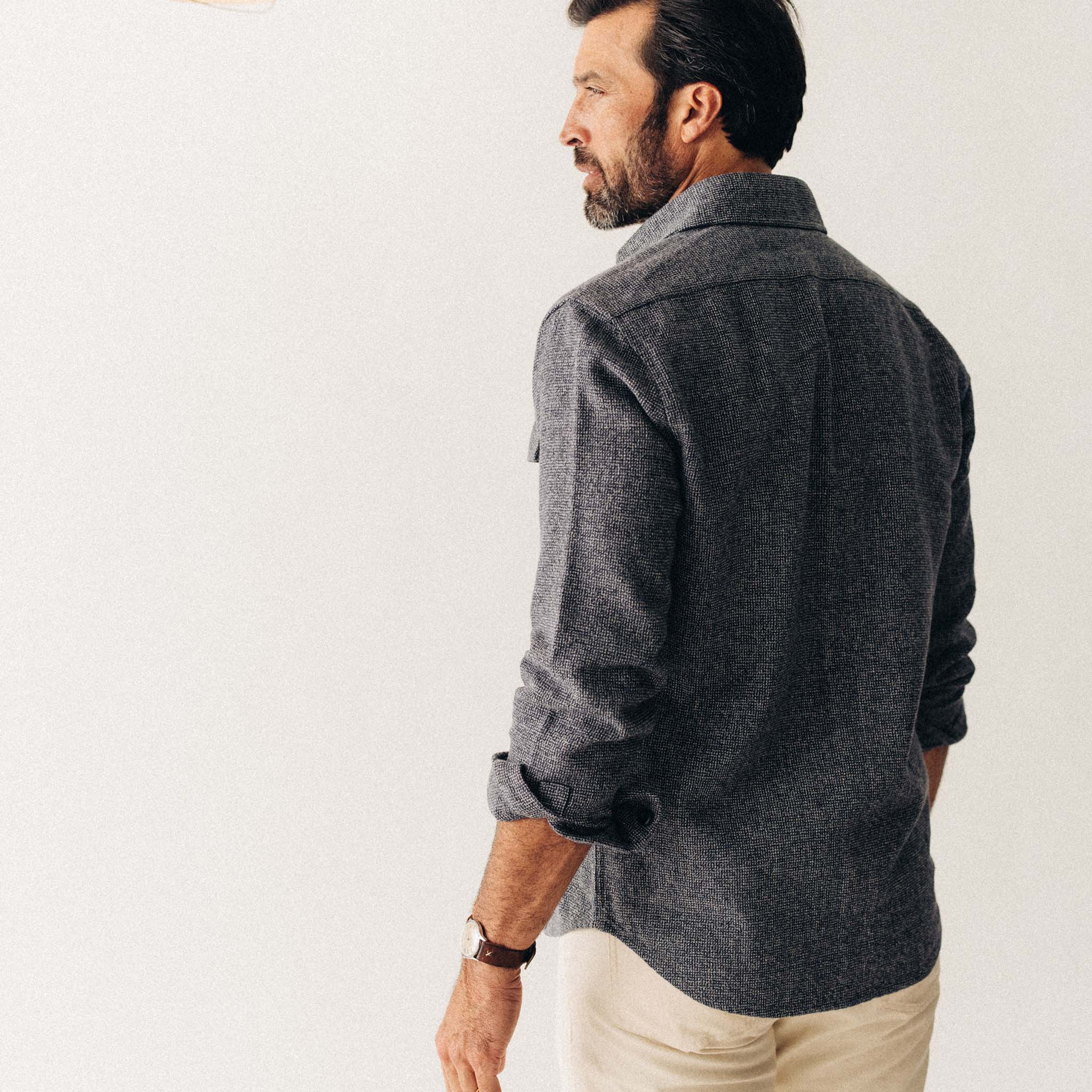 The Point Shirt in Heather Blue Linen Tweed - Image 5