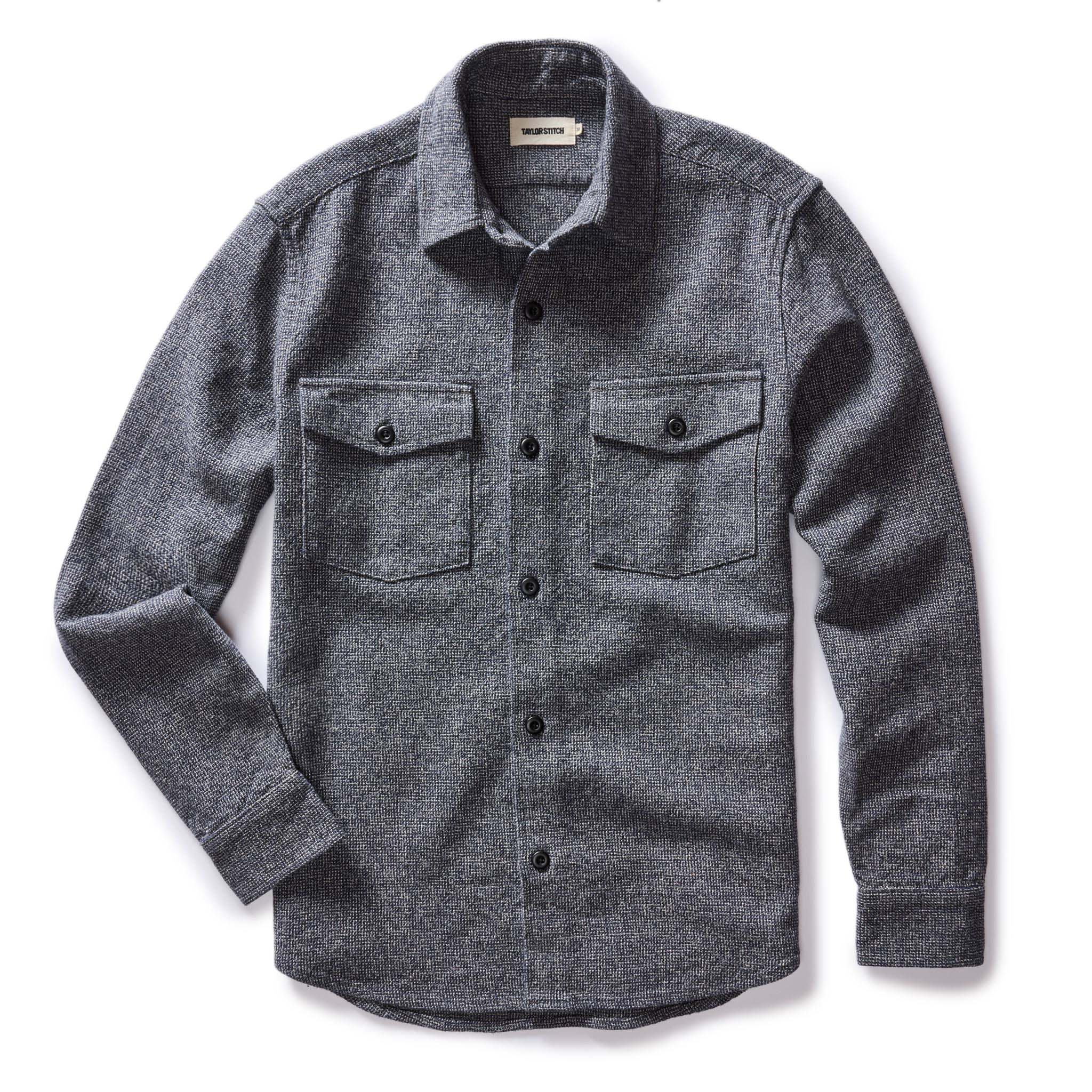 The Point Shirt in Heather Blue Linen Tweed - Image 6