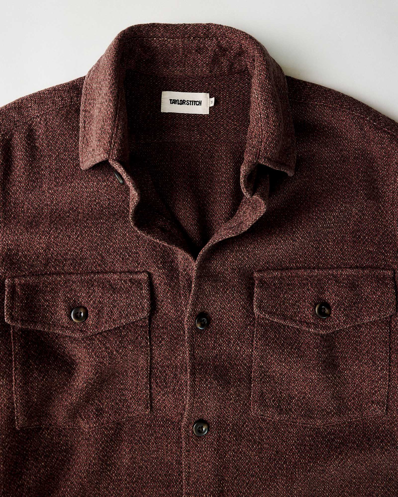 The Point Shirt in Burgundy Linen Tweed - Image 5
