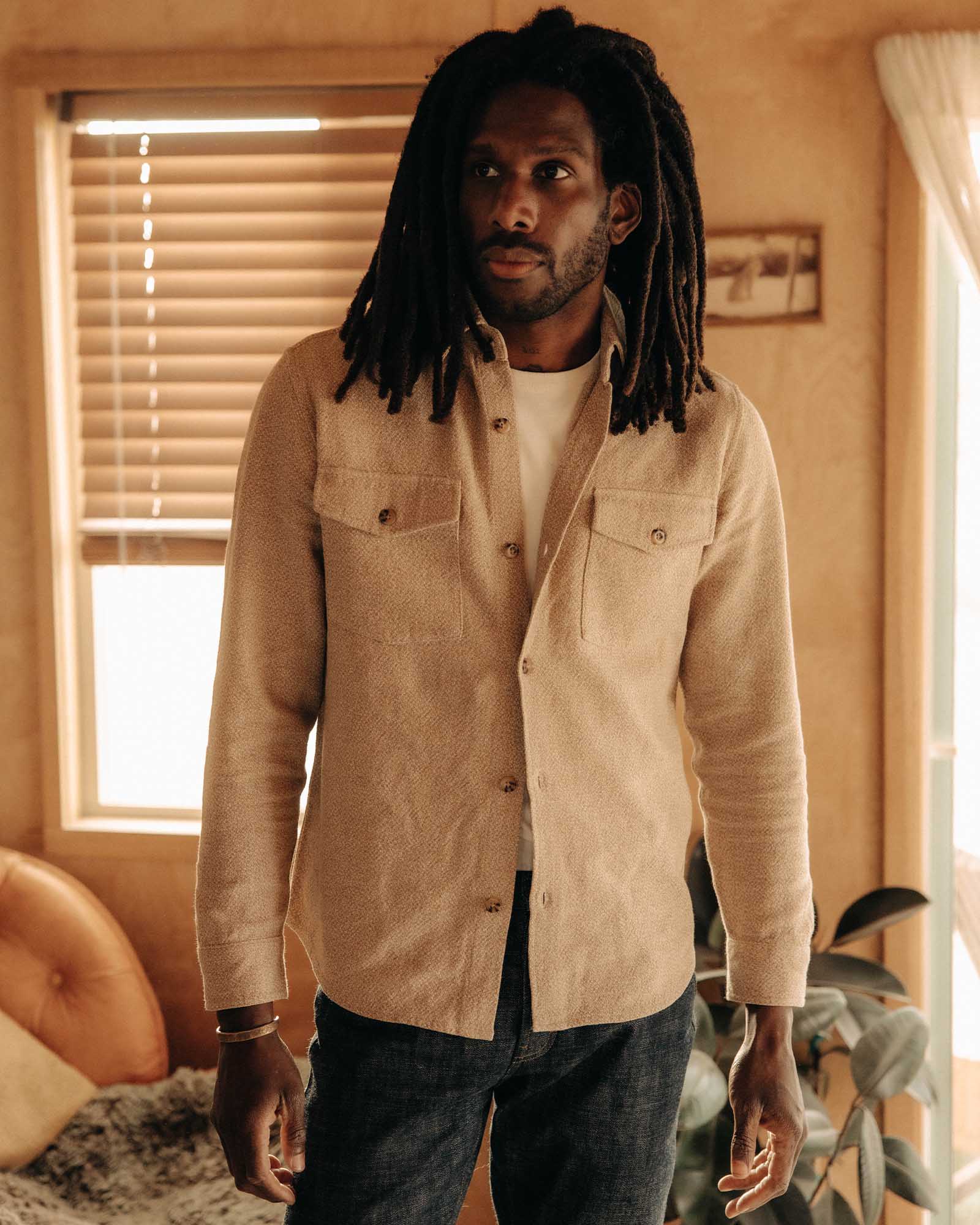 The Point Shirt in Heather Oat Linen Tweed - Image 2