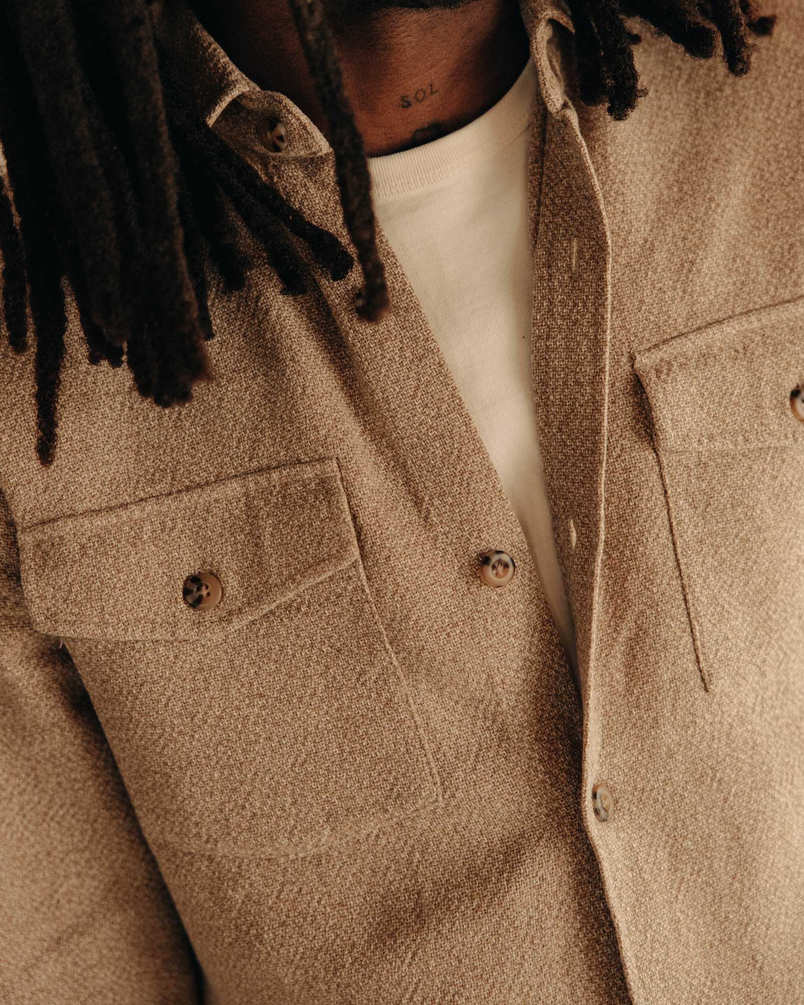 The Point Shirt in Heather Oat Linen Tweed - Image 3