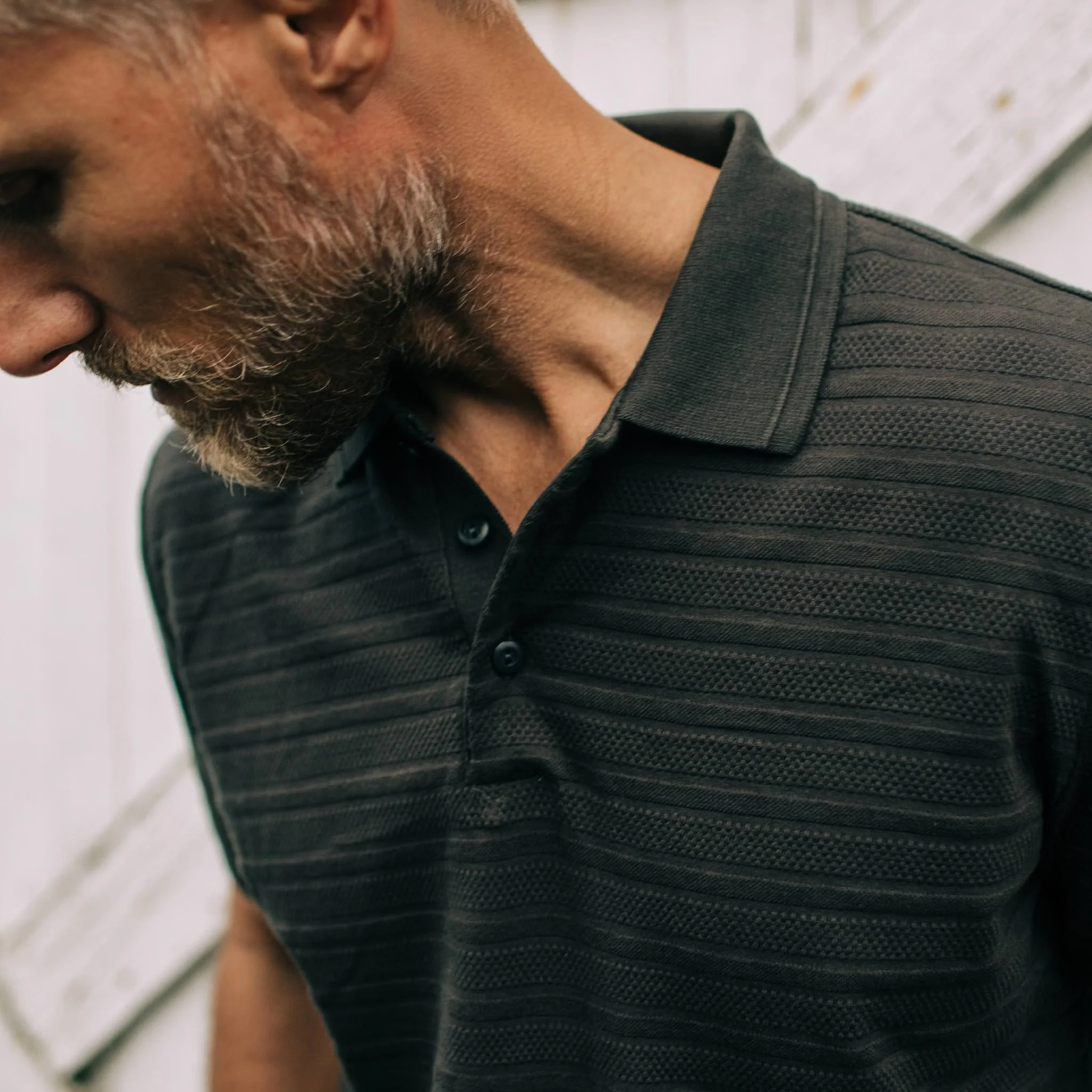 The Polo in Dark Charcoal Jacquard - Image 3