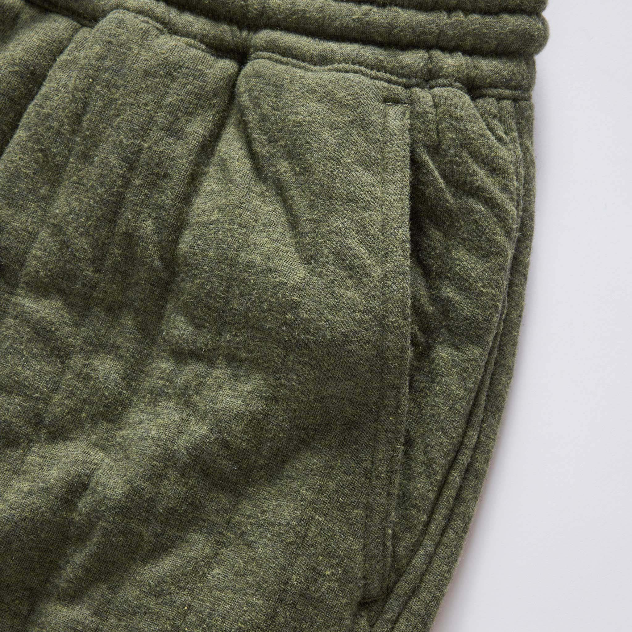 The Apres Pant in Heather Fatigue Olive Quilted Jersey - Image 7
