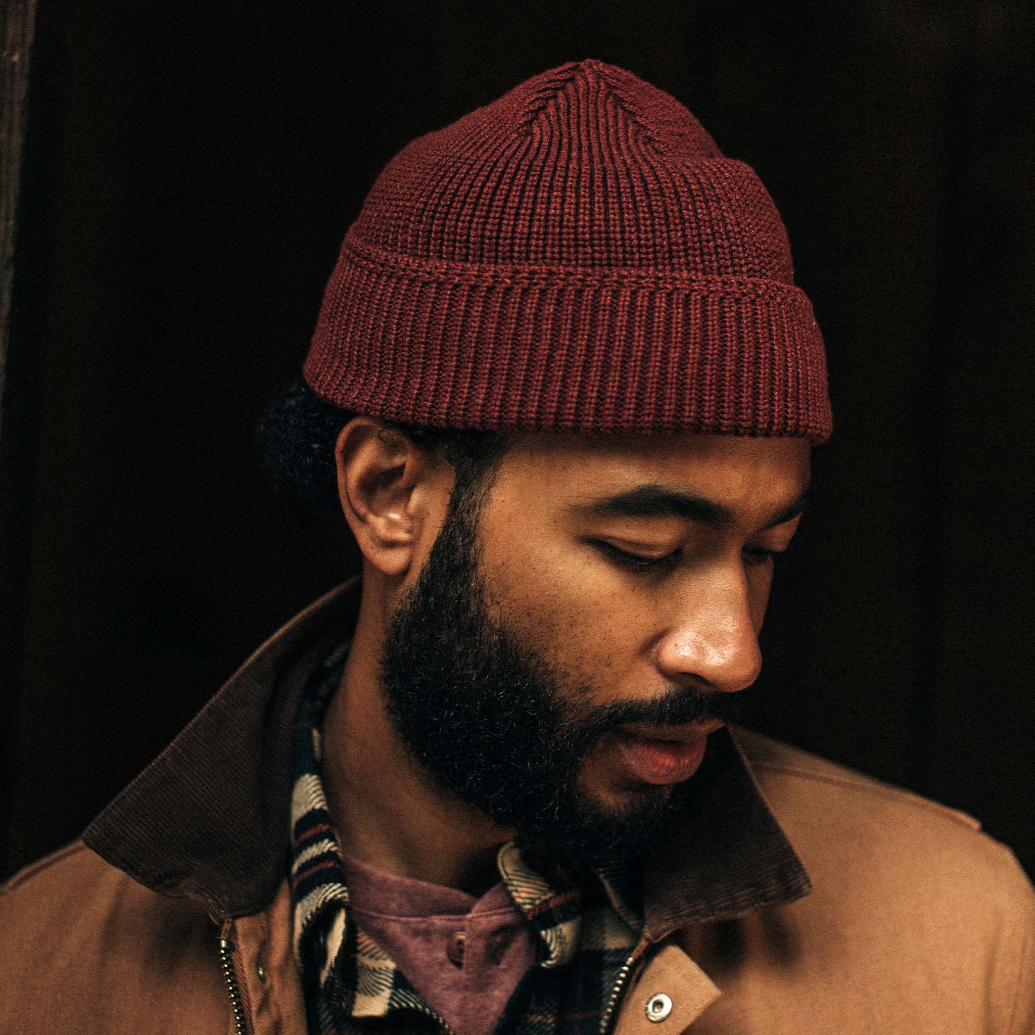 The Rib Beanie in Burgundy Heather - Image 3