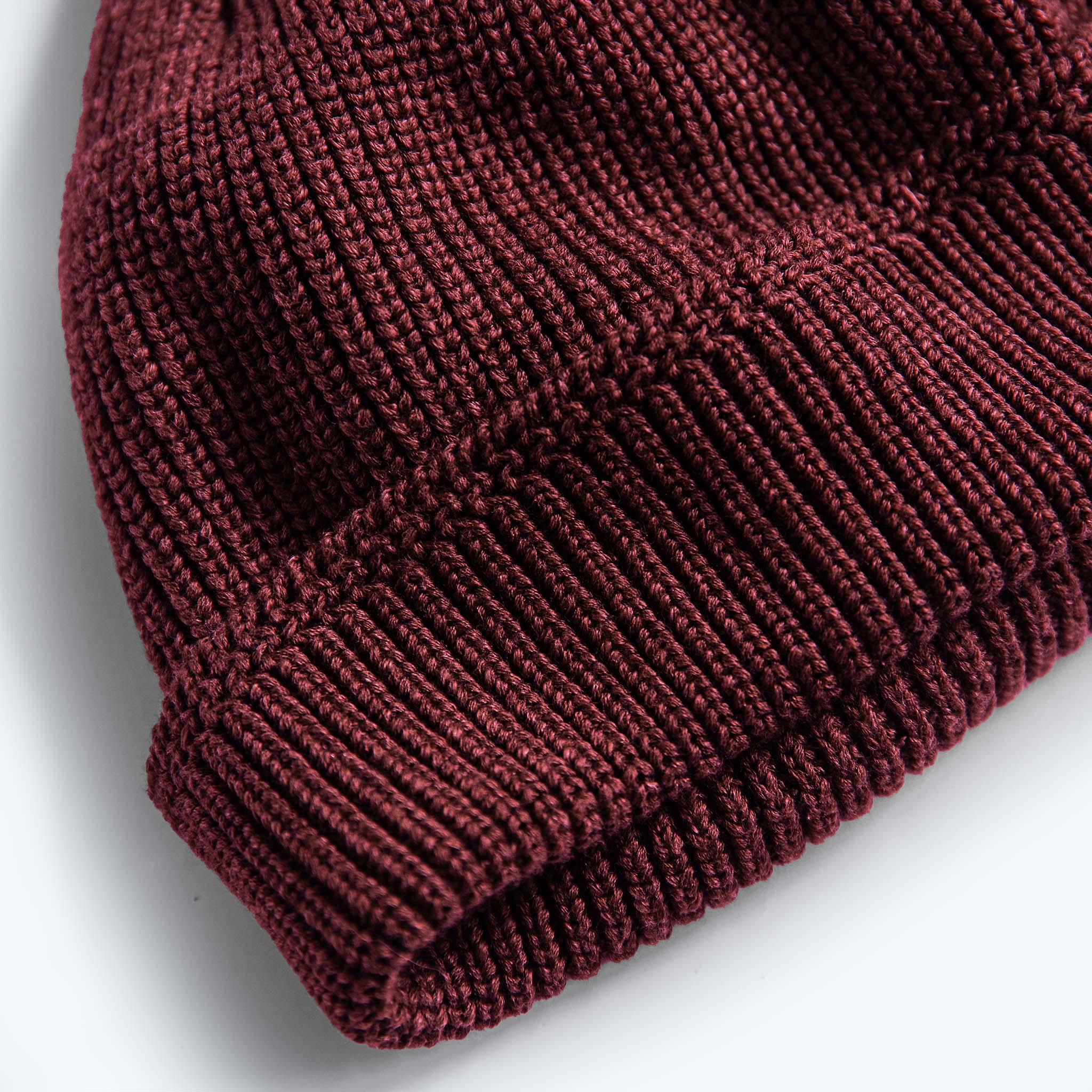 The Rib Beanie in Burgundy Heather - Image 5