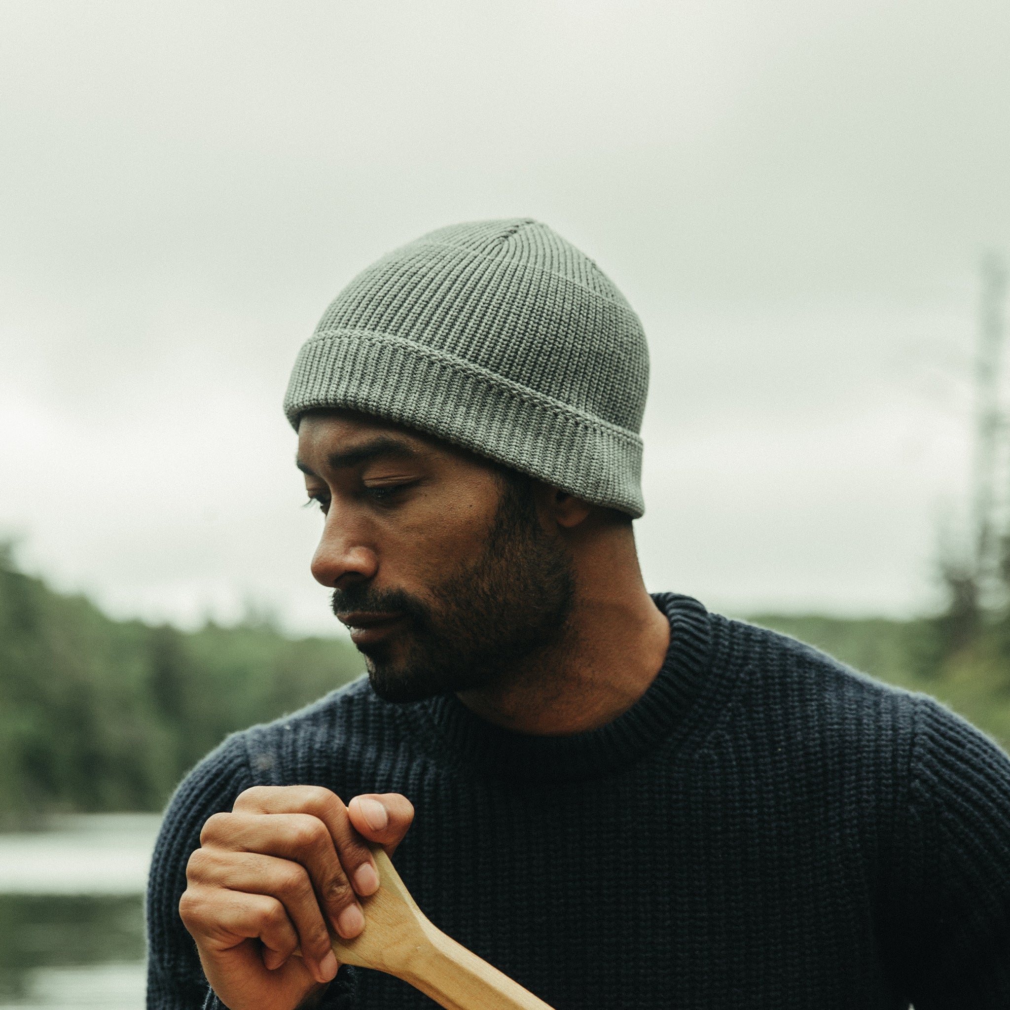 The Rib Beanie in Heather Grey - Image 3