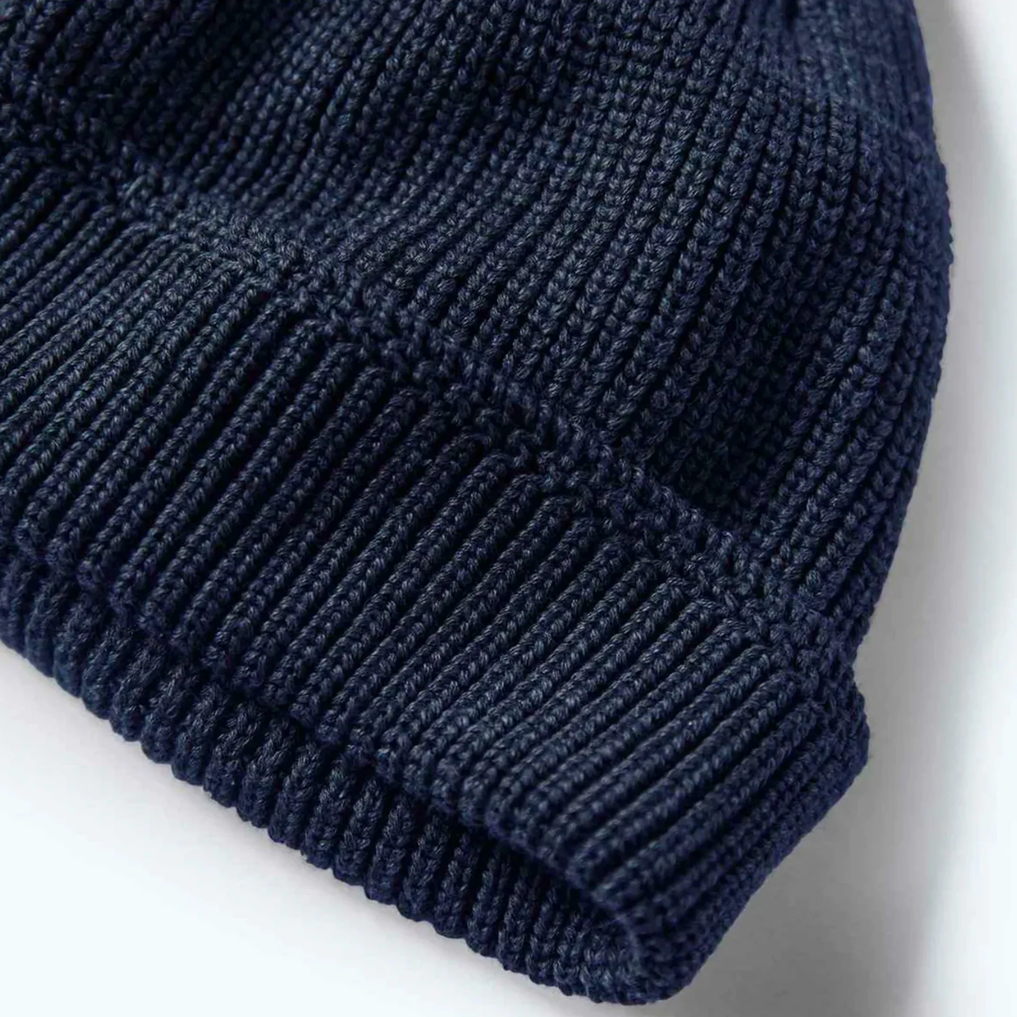 The Rib Beanie in Heather Navy - Image 4