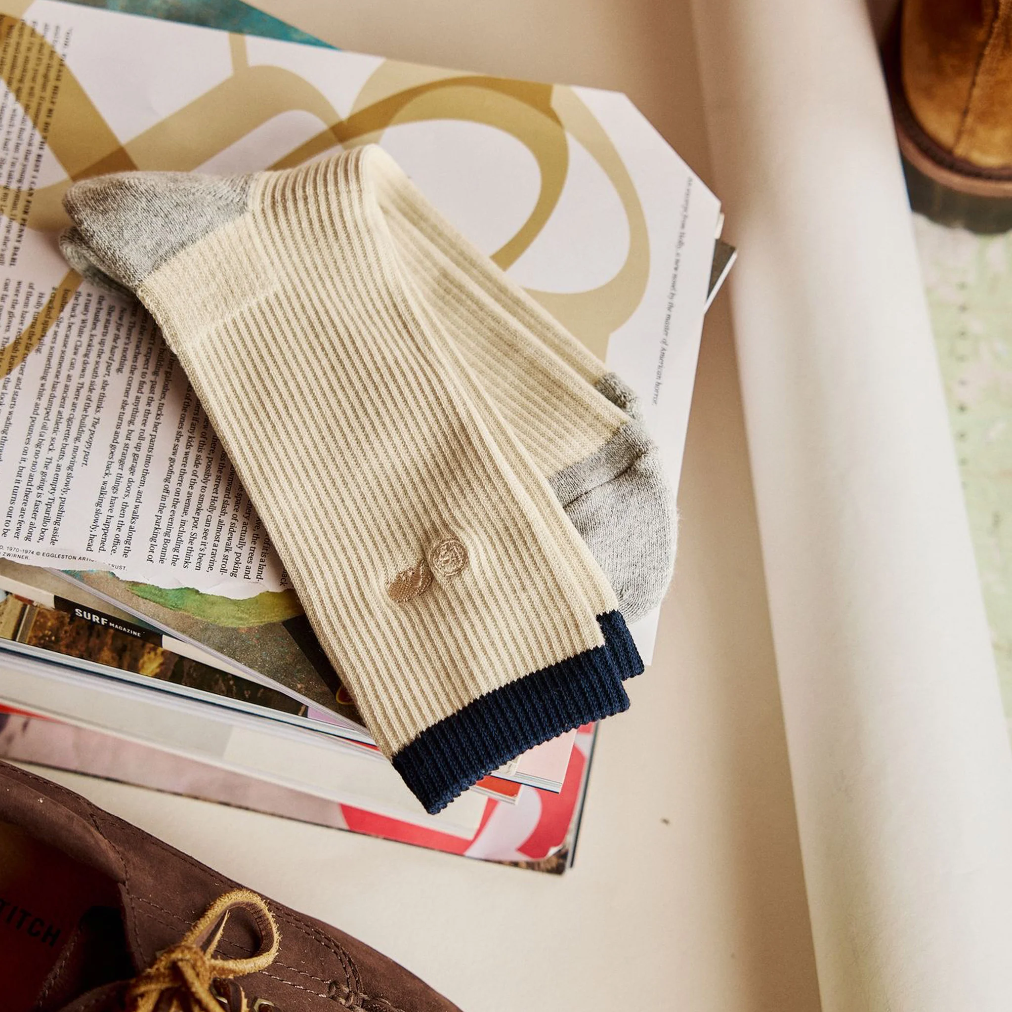 The Ribbed Sock in Natural - Image 2