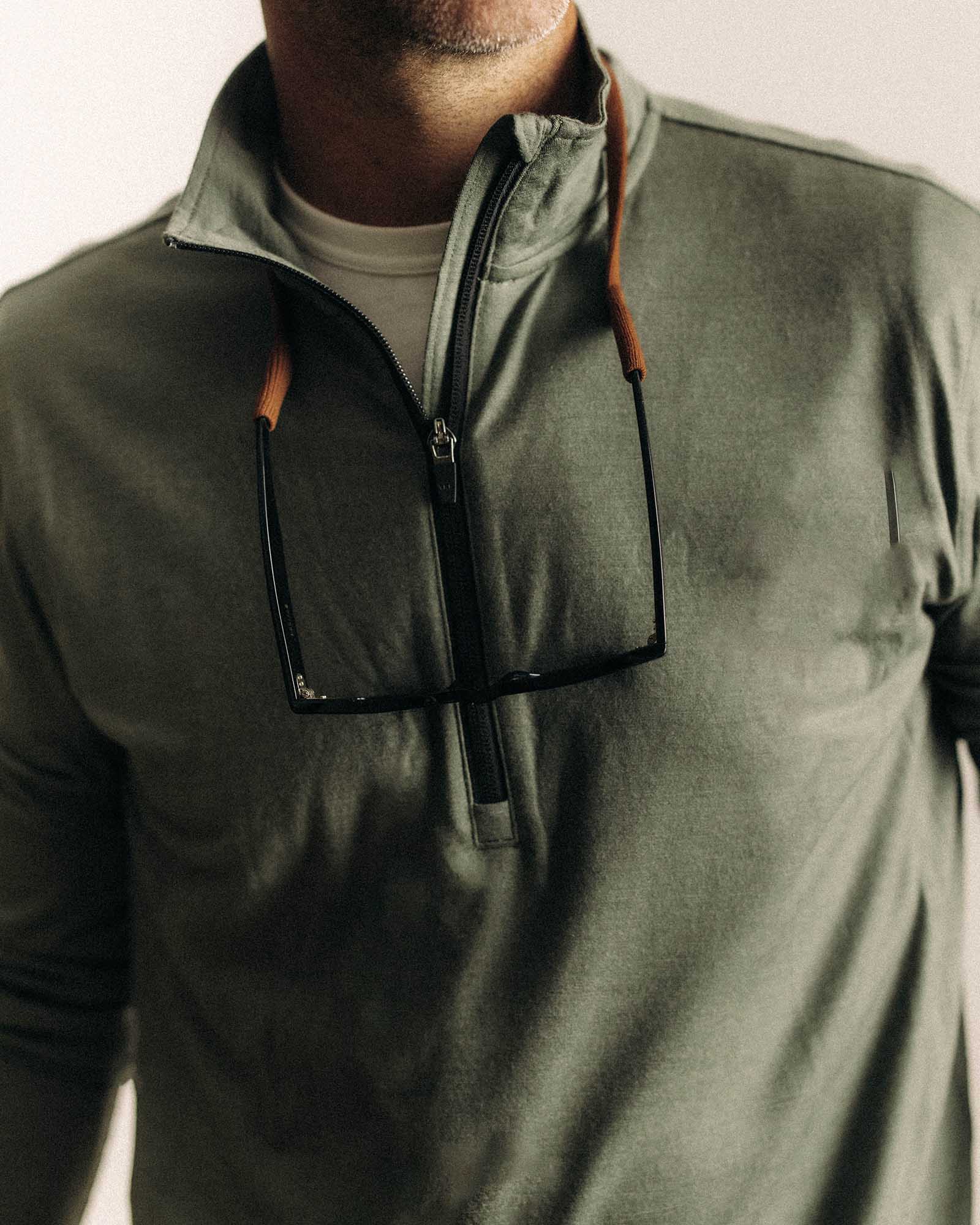 The Ridgeline Merino Half Zip in Field Olive - Image 2