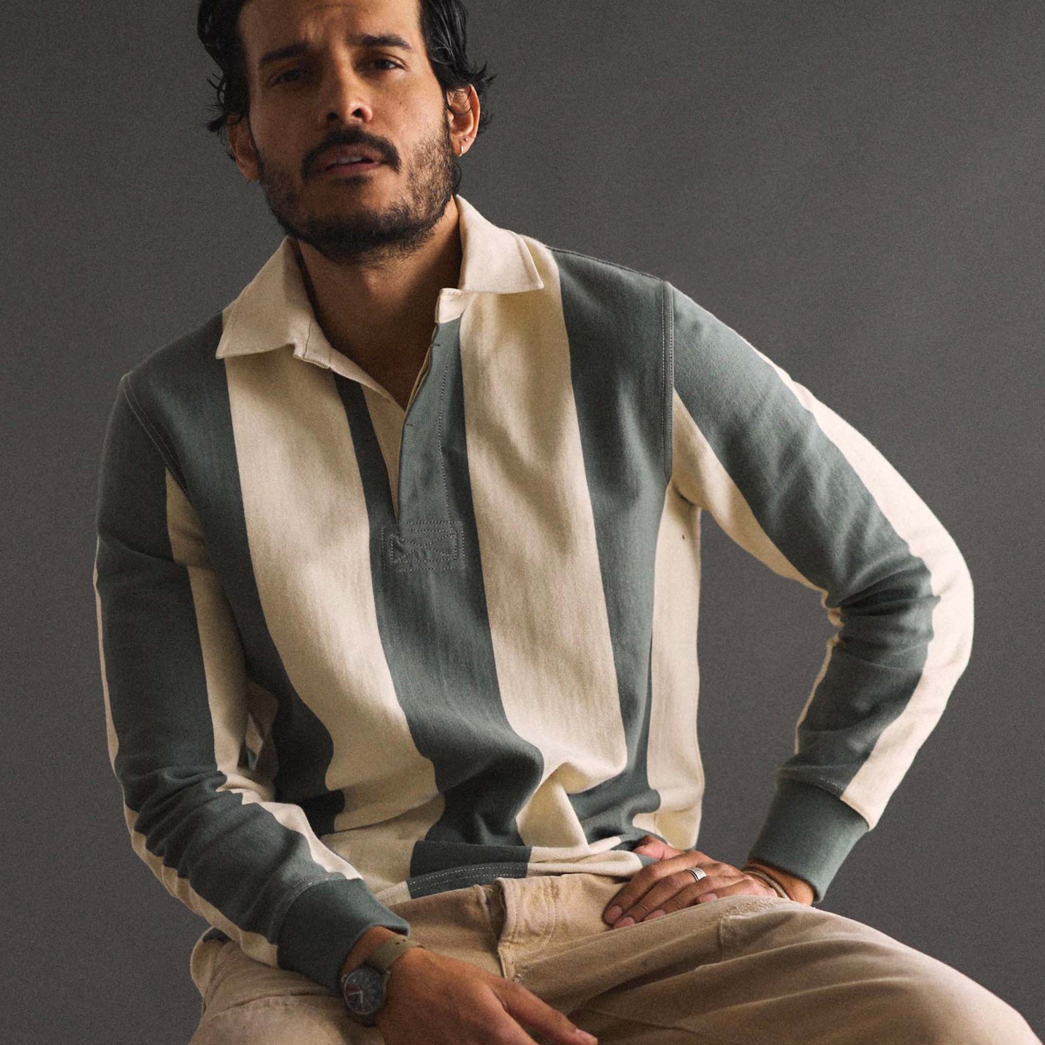 The Rugby Shirt in Deep Sea Stripe - Image 2