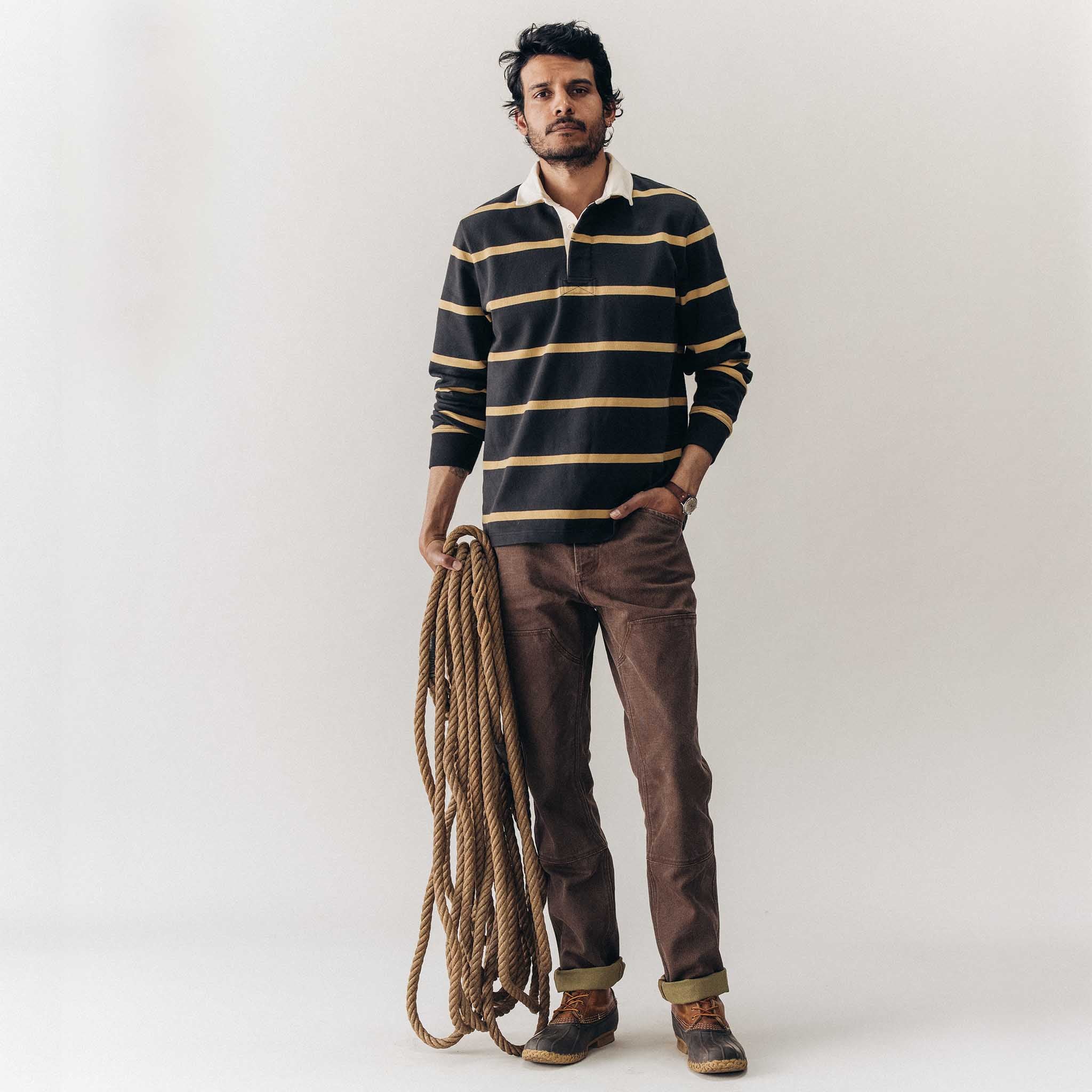 The Rugby Shirt in Faded Black Stripe - Image 2