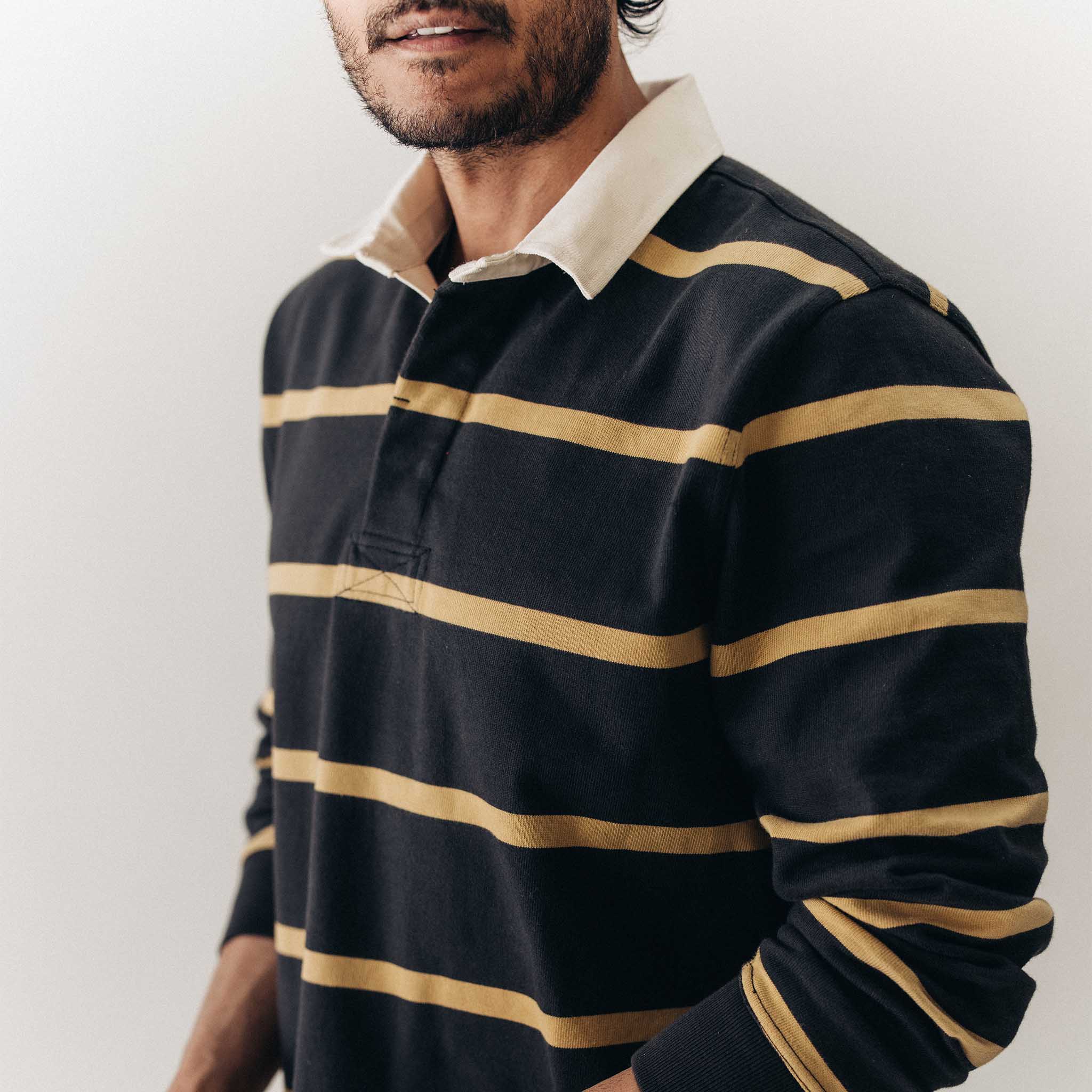 The Rugby Shirt in Faded Black Stripe - Image 4