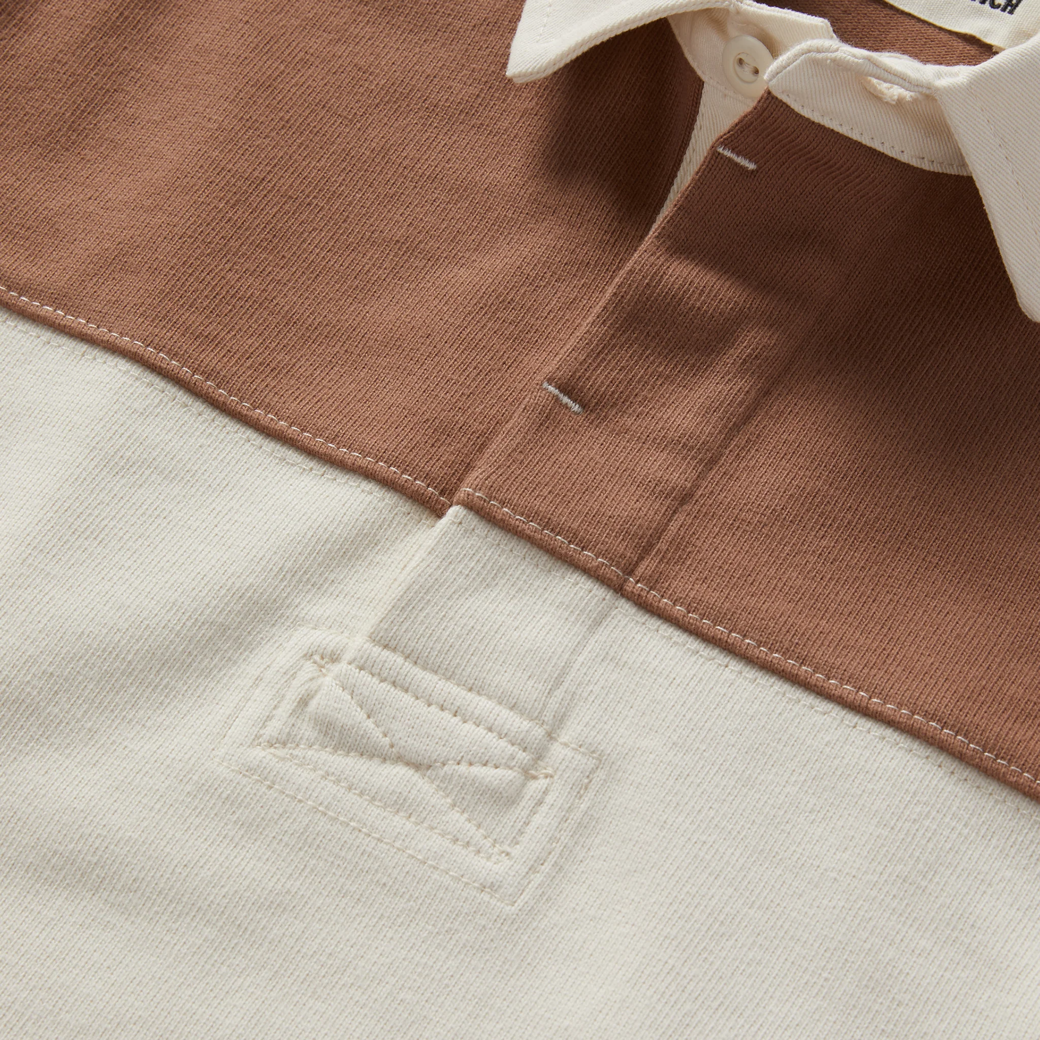 The Rugby Shirt in Mahogany and Natural Color Block - Image 7