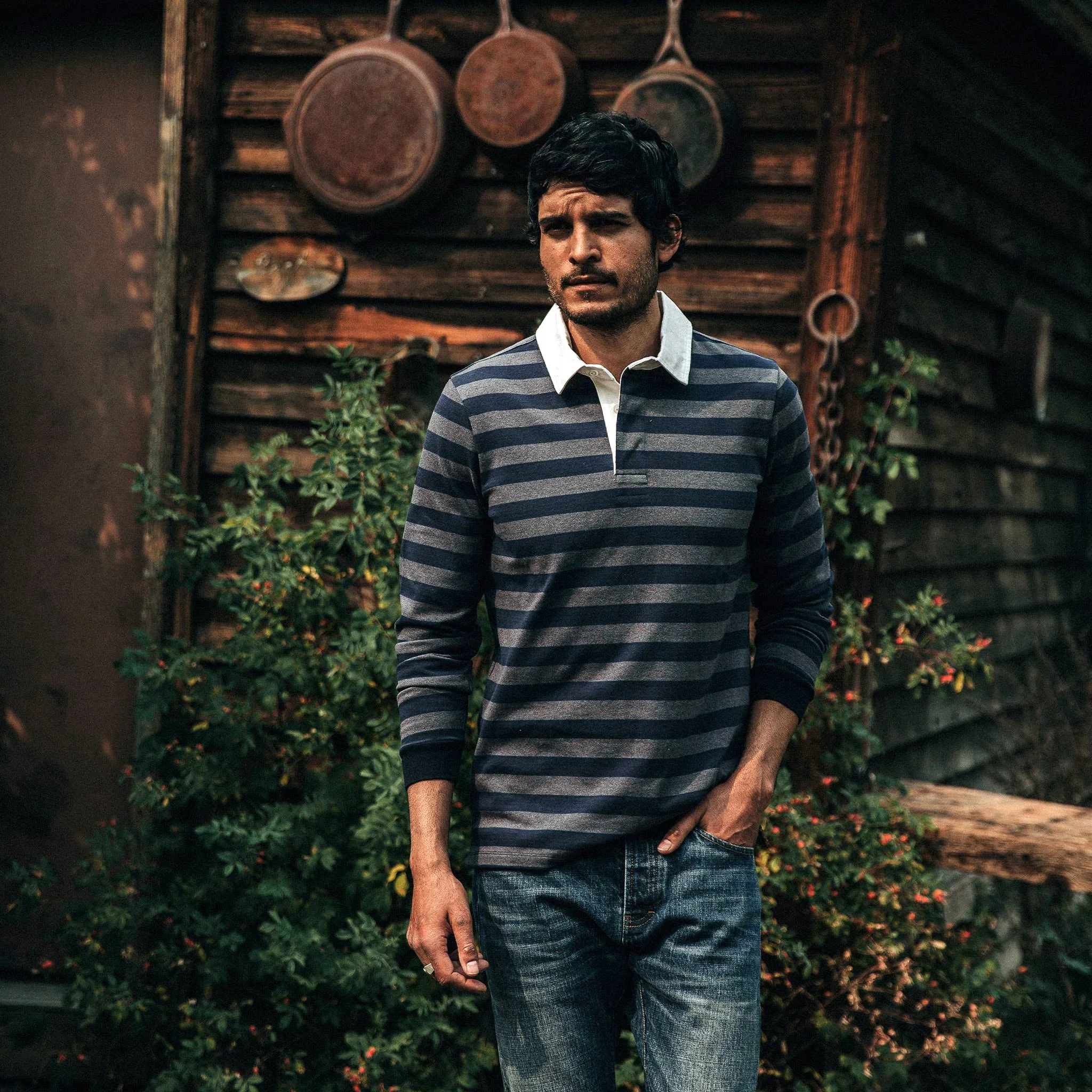 The Rugby Shirt in Navy Stripe - Image 2