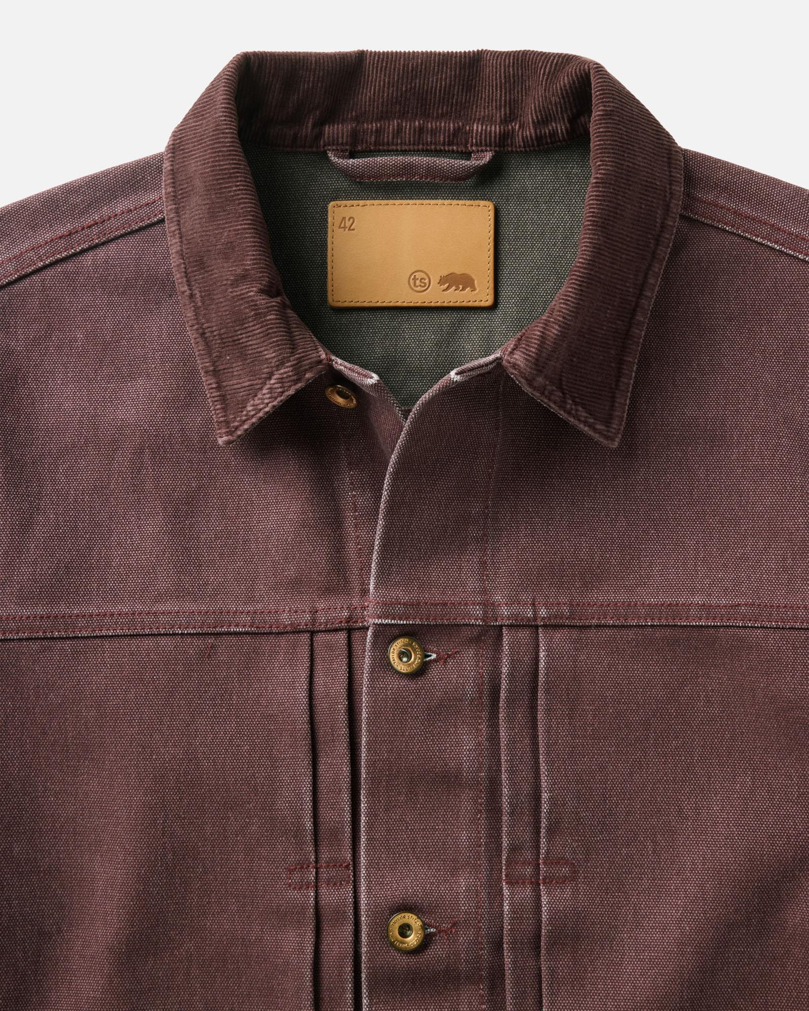 The Ryder Jacket in Burgundy Chipped Canvas - Image 5