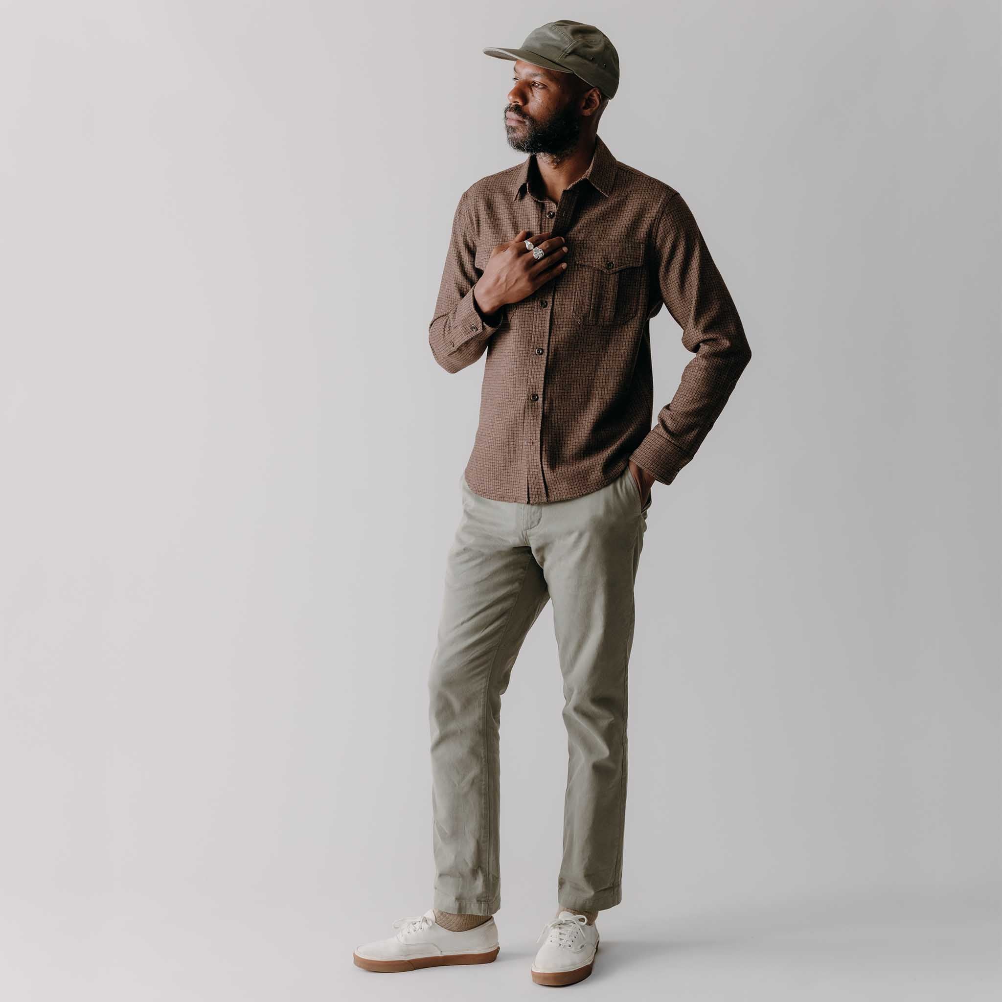 The Saddler Shirt in Burnt Caramel Check Wool - Image 3