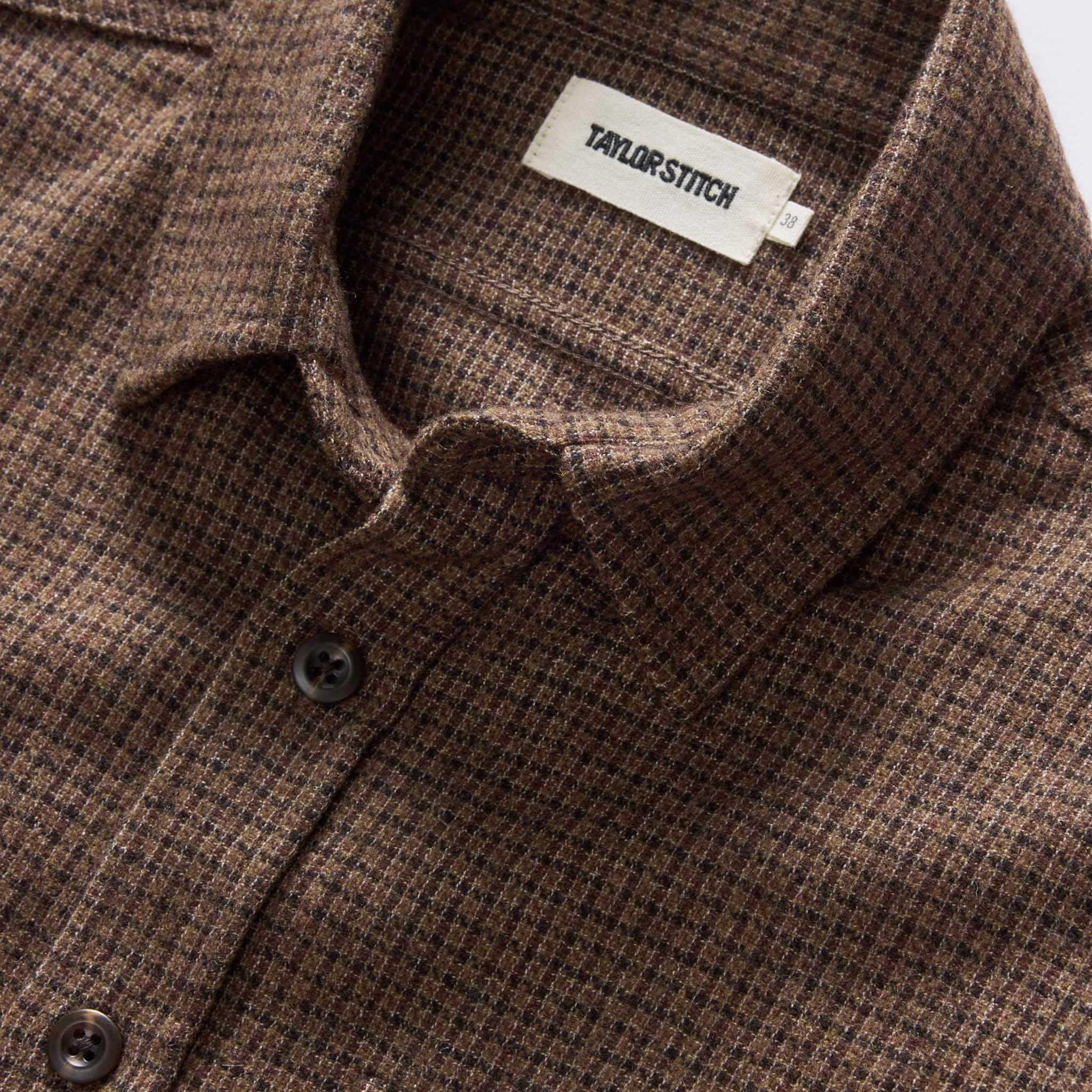 The Saddler Shirt in Burnt Caramel Check Wool - Image 5