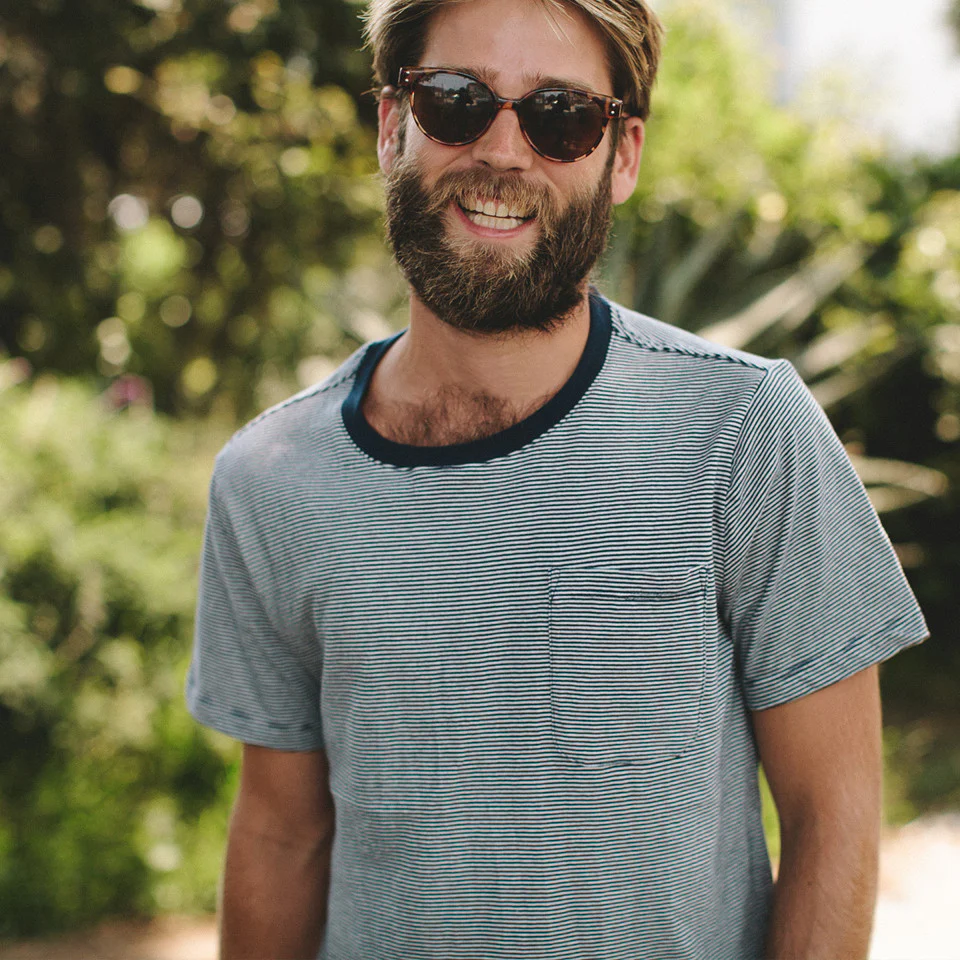The Crewneck Pocket Tee in Sausalito Stripe - Image 3